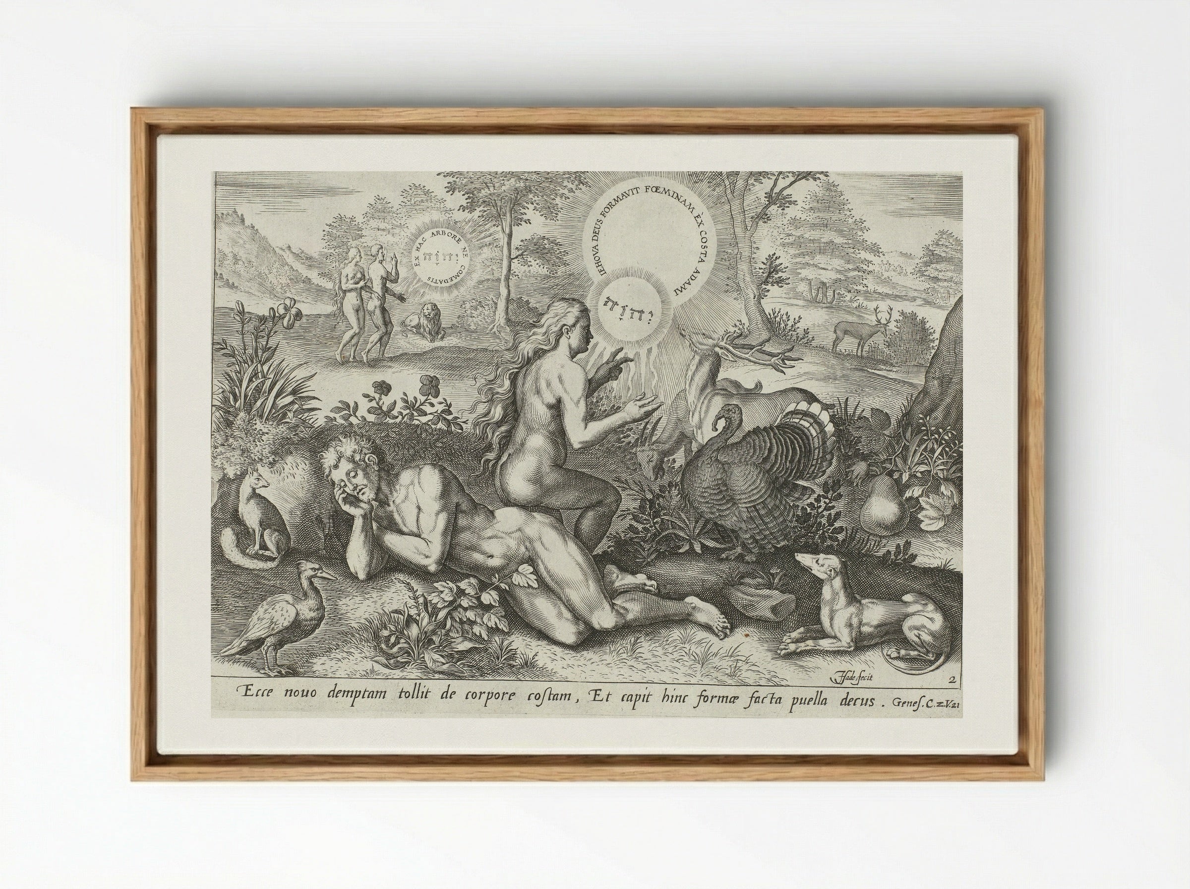 The Creation of Eve - Claes Jansz. Visscher (II) - Framed Canvas Wood