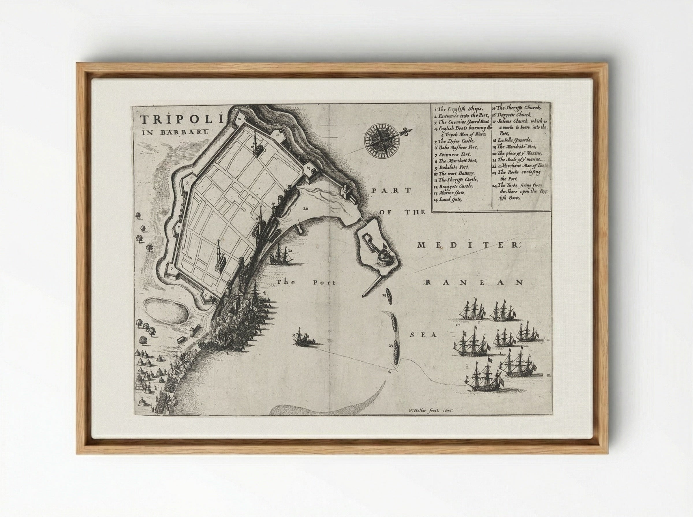 Burning of the Port of Tripoli - Wenceslaus Hollar - Framed Canvas Wood