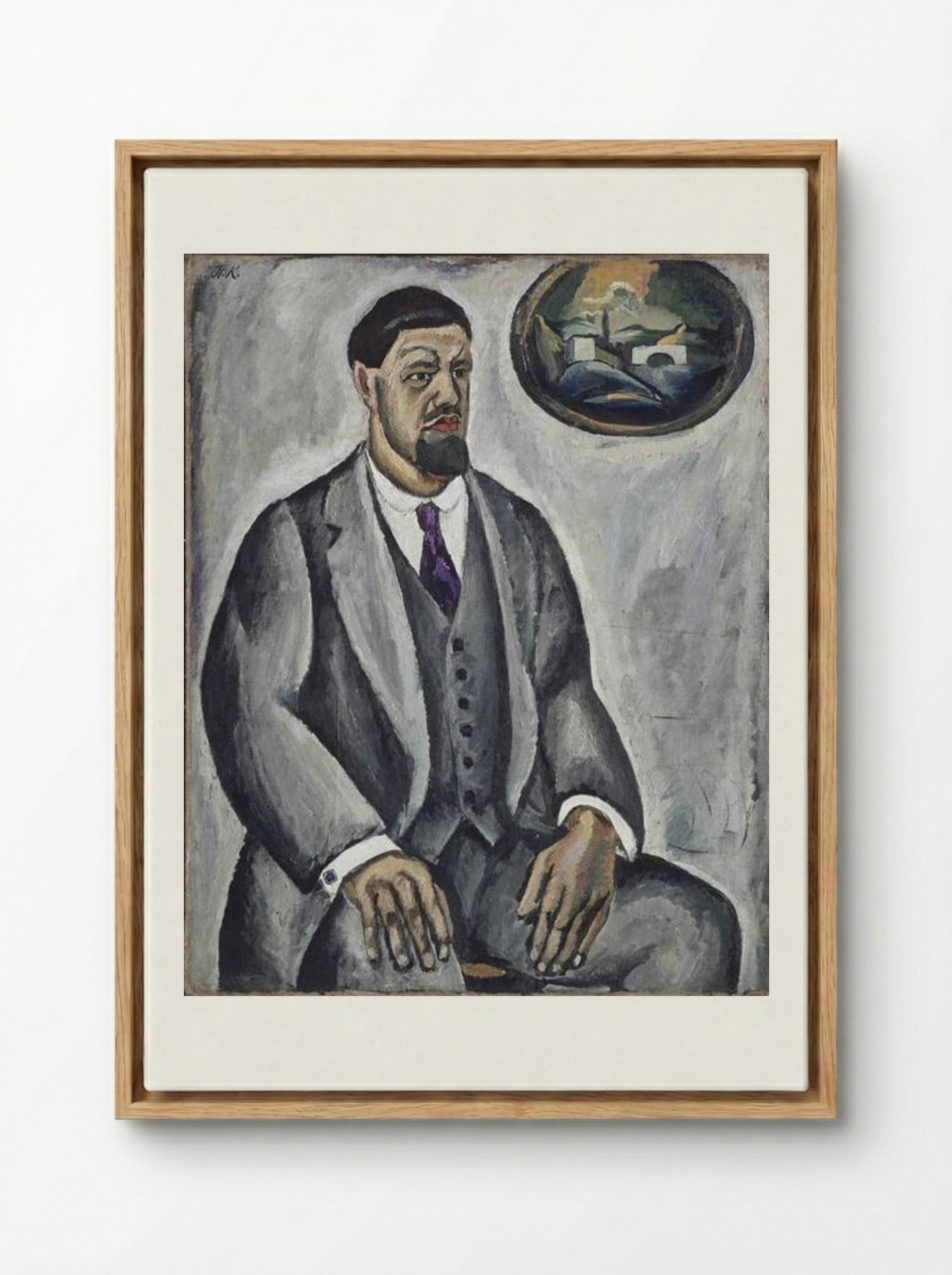 Self-portrait in gray - Pyotr Konchalovsky - Framed Canvas Wood