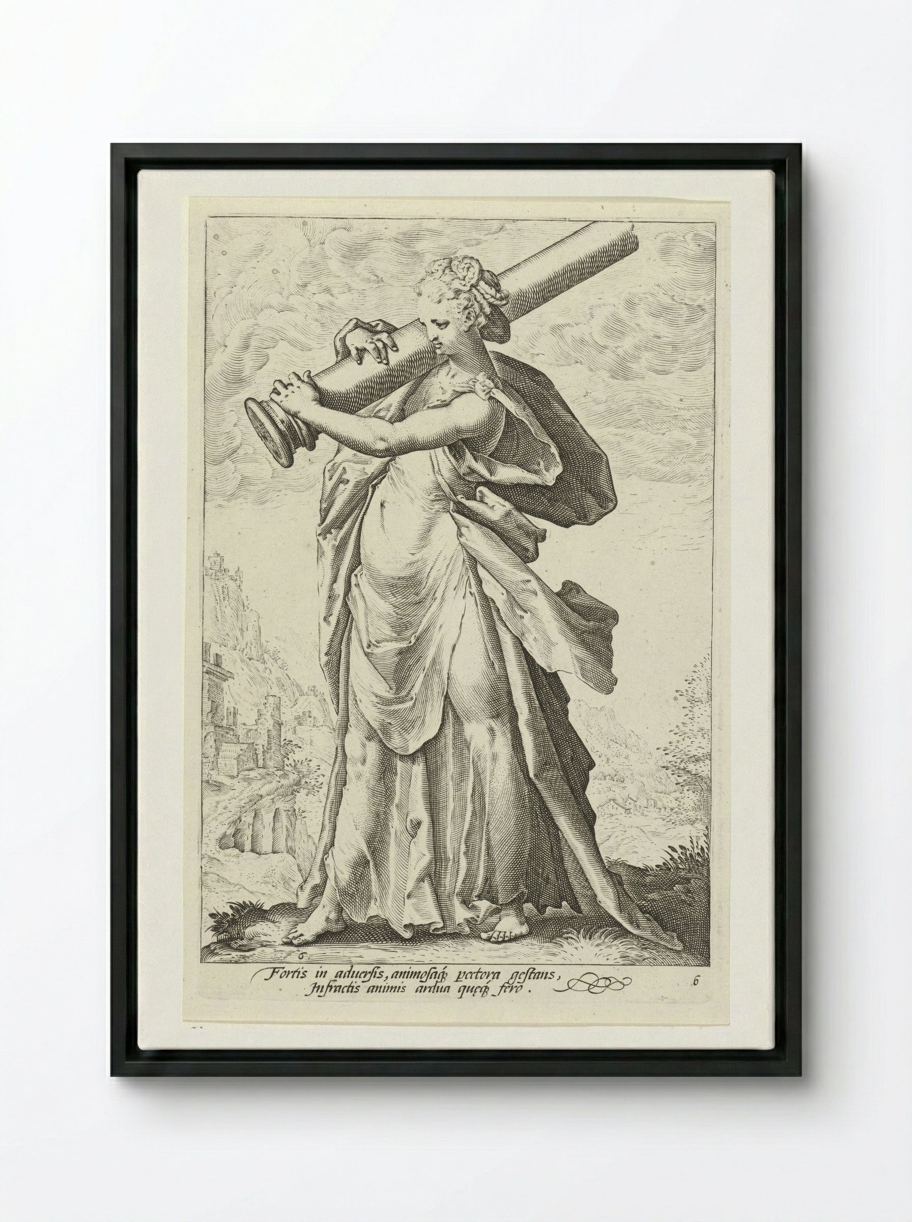 Kracht (Fortitudo) - Claes Jansz. Visscher (II) - Framed Canvas Black