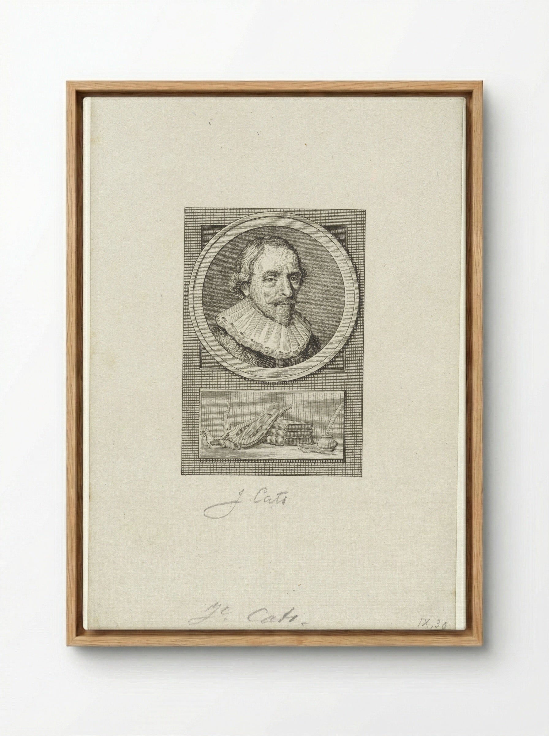Portret van Jacob Cats - Reinier Vinkeles - Framed Canvas Wood