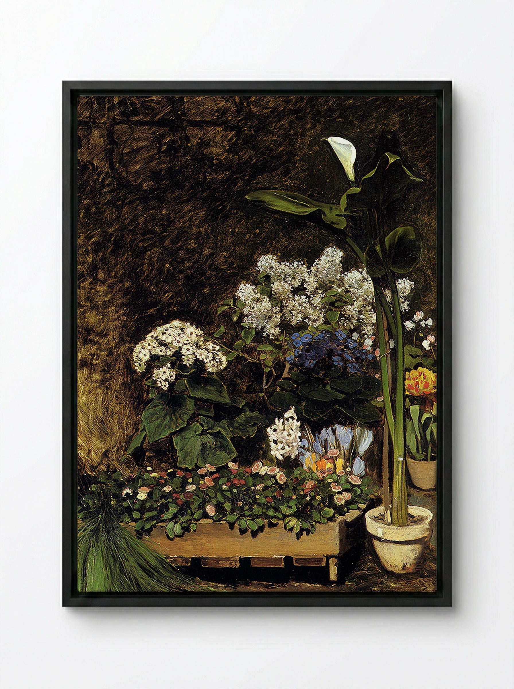 Spring Flowers - Édouard Manet - Framed Canvas Black