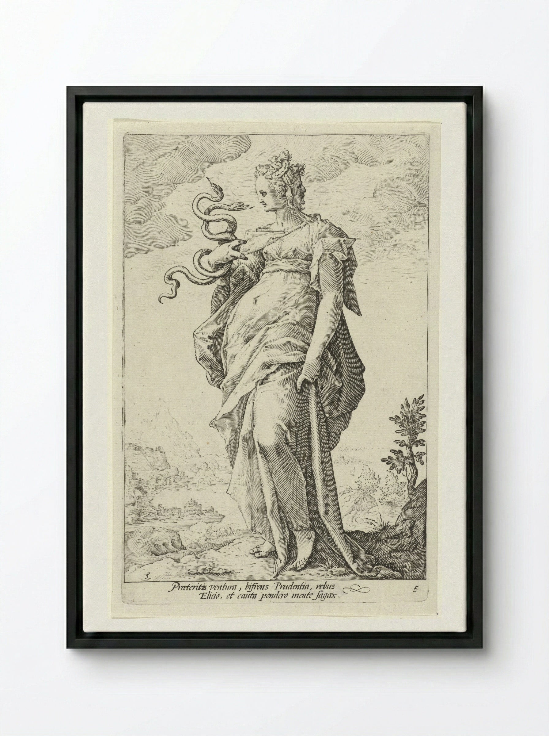 Voorzichtigheid (Prudentia) - Claes Jansz. Visscher (II) - Framed Canvas Black