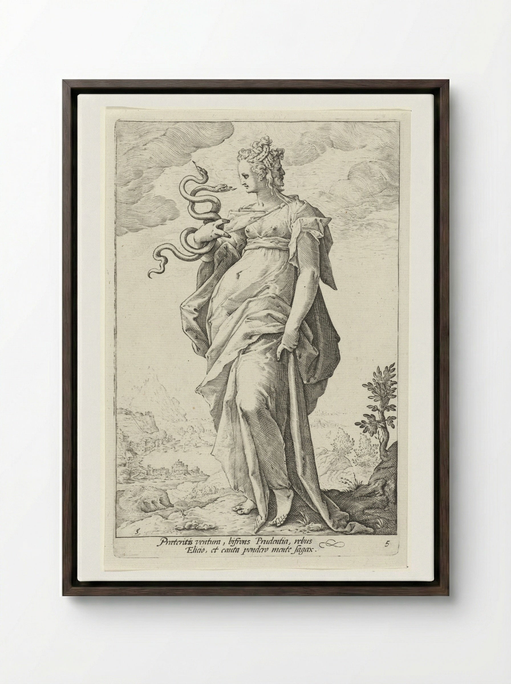 Voorzichtigheid (Prudentia) - Claes Jansz. Visscher (II) - Framed Canvas Dark Wood