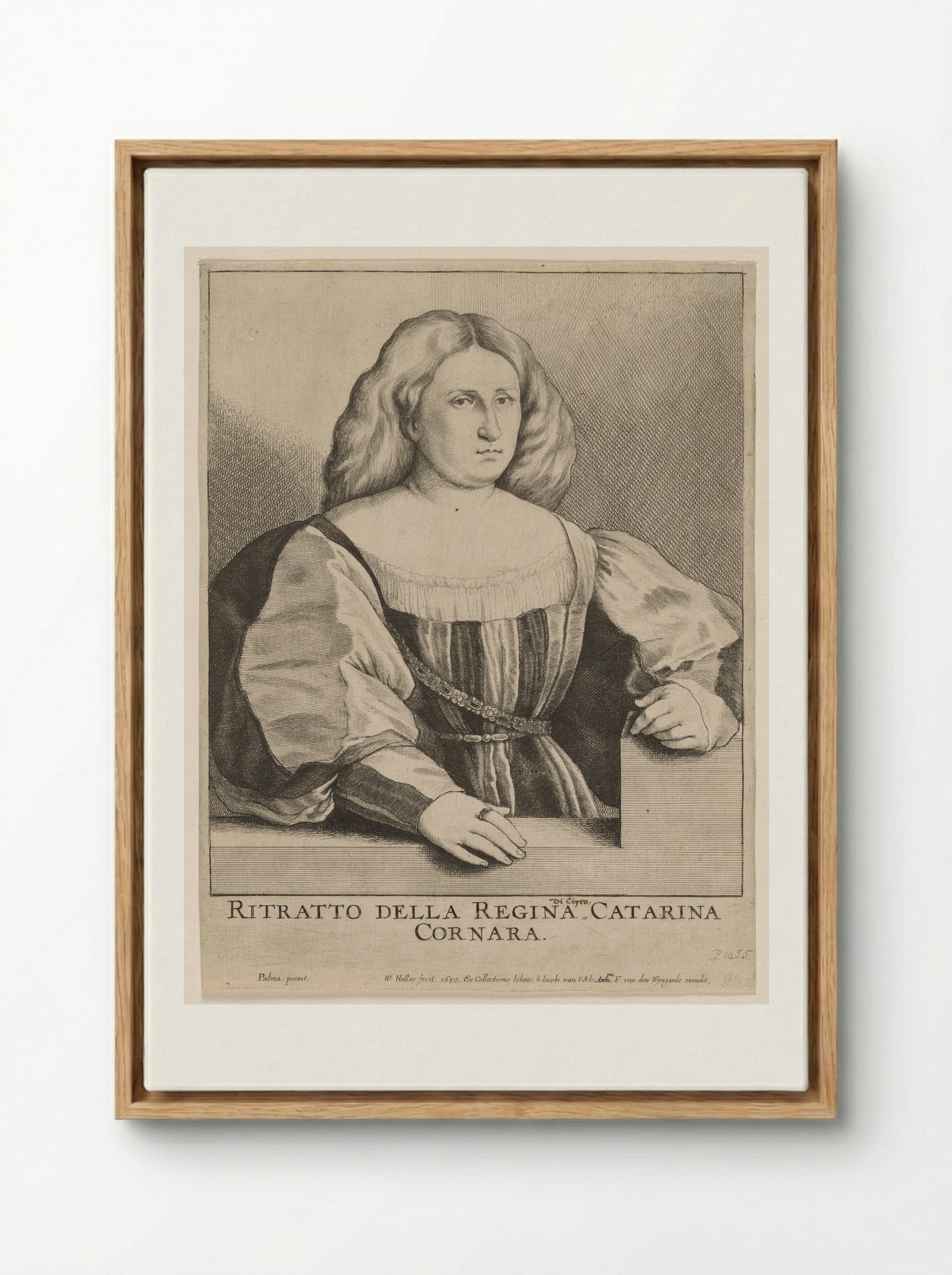 Petrarch's Laura (Caterina Cornaro) - Wenceslaus Hollar - Framed Canvas Wood