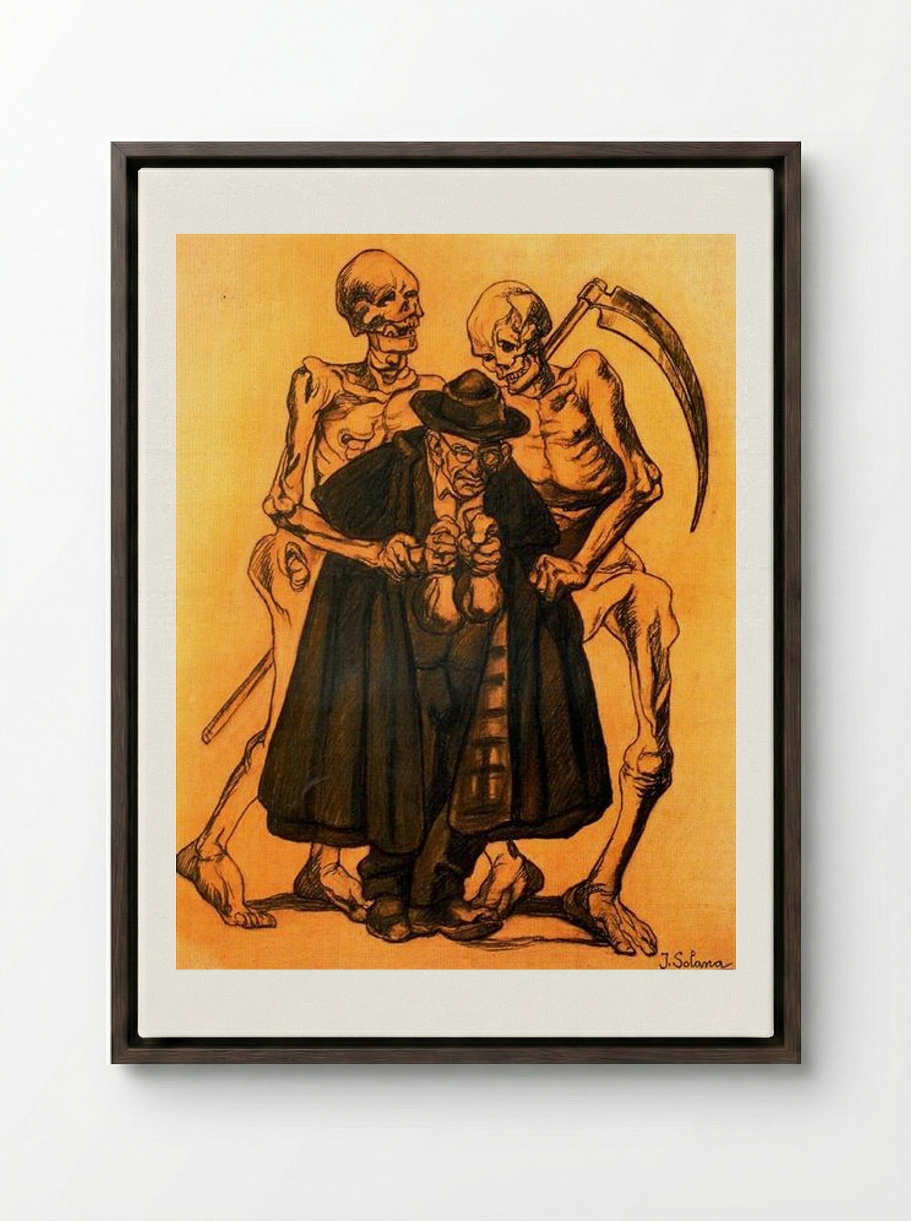 Uncle Miseries - José Gutiérrez Solana - Framed Canvas Dark Wood