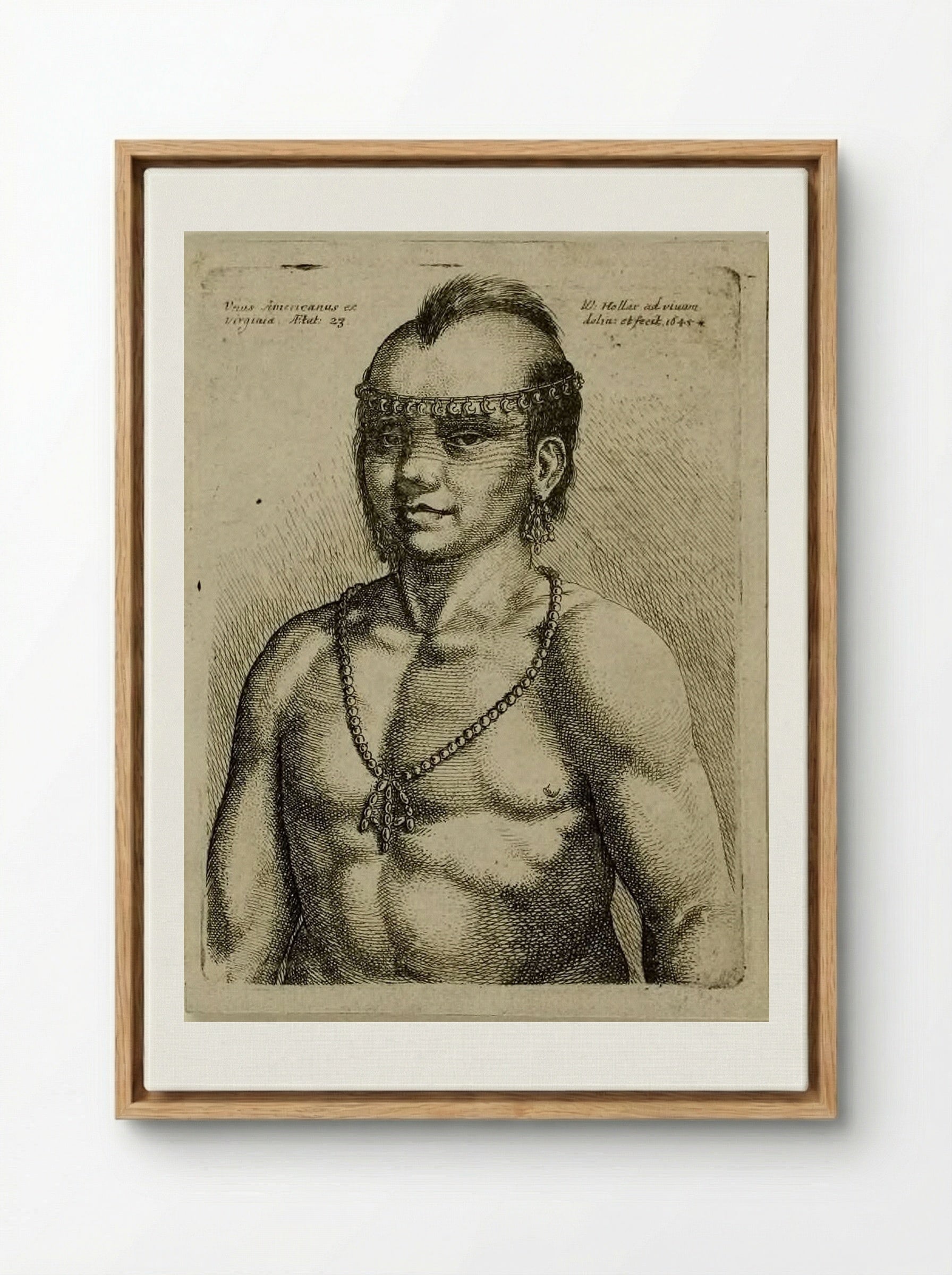 Unus Americanus ex Virginia - Wenceslaus Hollar - Framed Canvas Wood