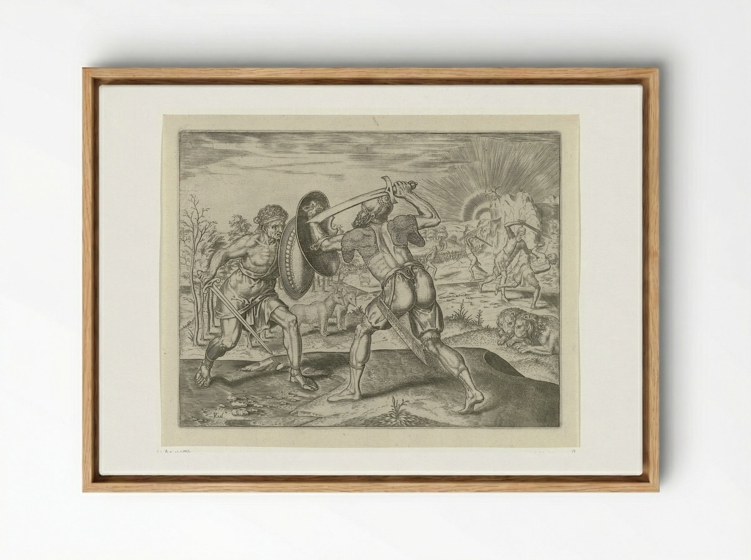 De mens vecht tegen zijn eigen soort - Philips Galle - Framed Canvas Wood