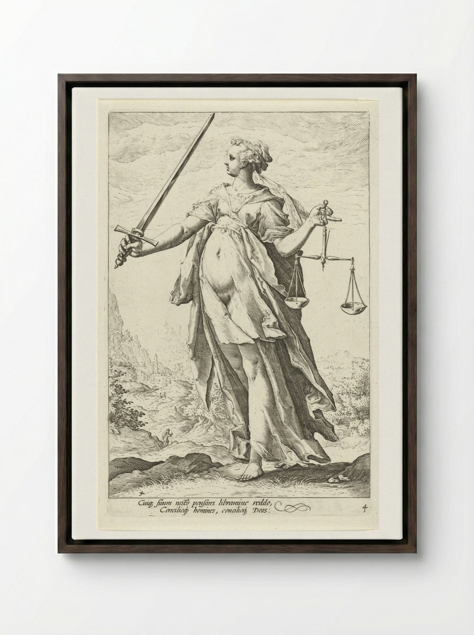 Rechtvaardigheid (Justitia) - Claes Jansz. Visscher (II) - Framed Canvas Dark Wood