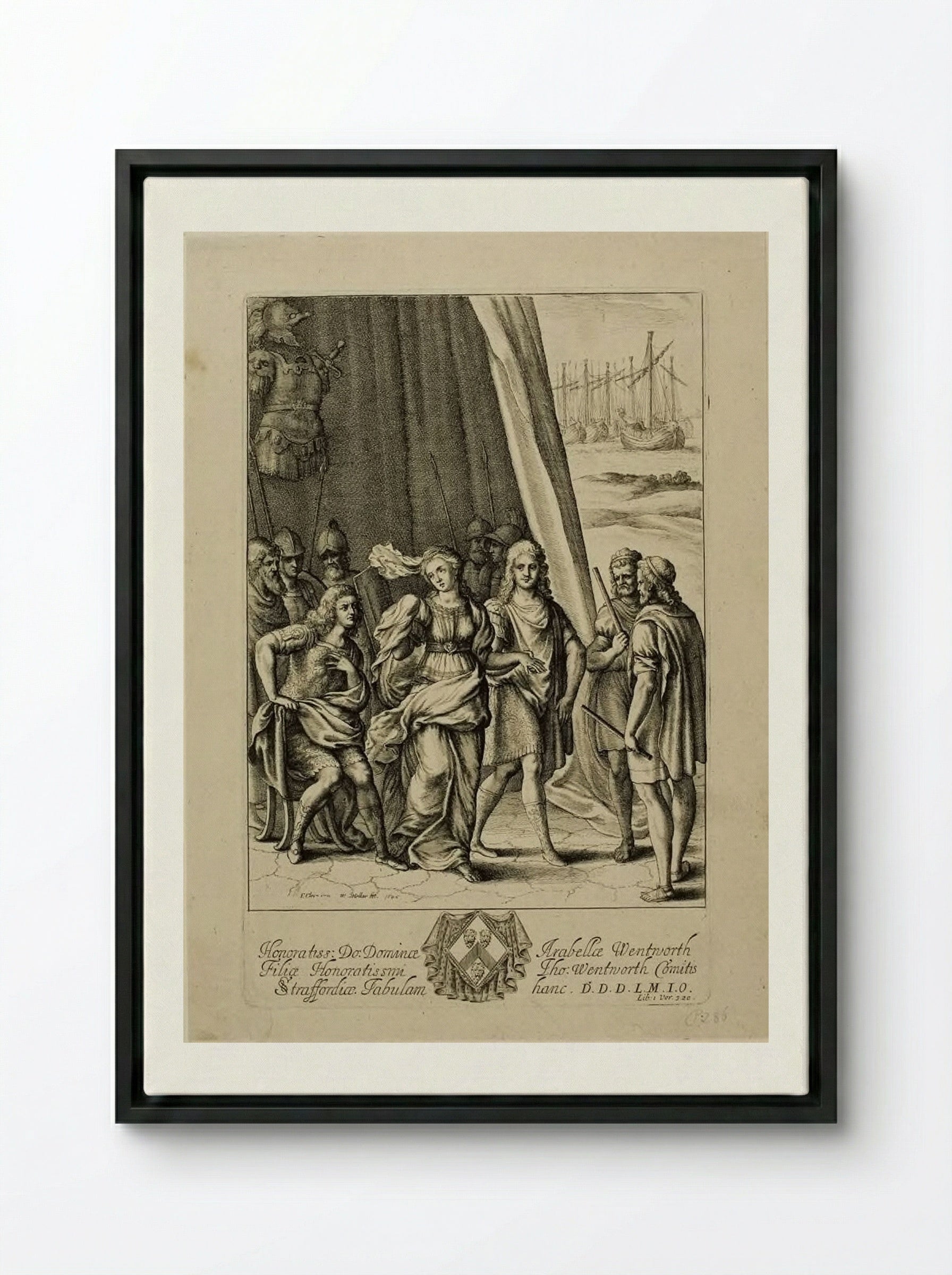 Briseis and Achilles - Wenceslaus Hollar - Framed Canvas Black