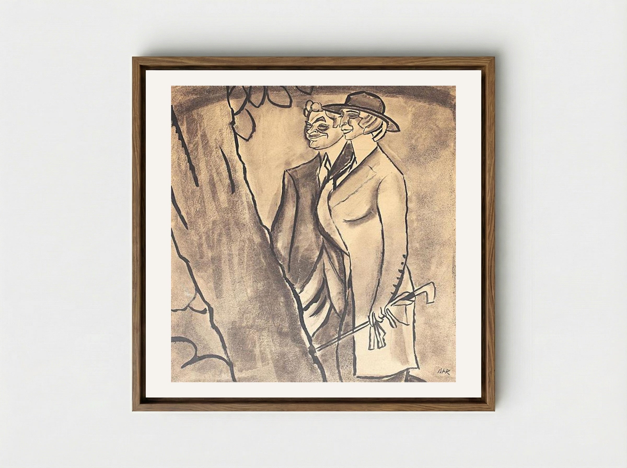 Burghezi la promenadă (Maria Filotti și Nicolae Soreanu) - Iosif Iser - Framed Canvas Wood