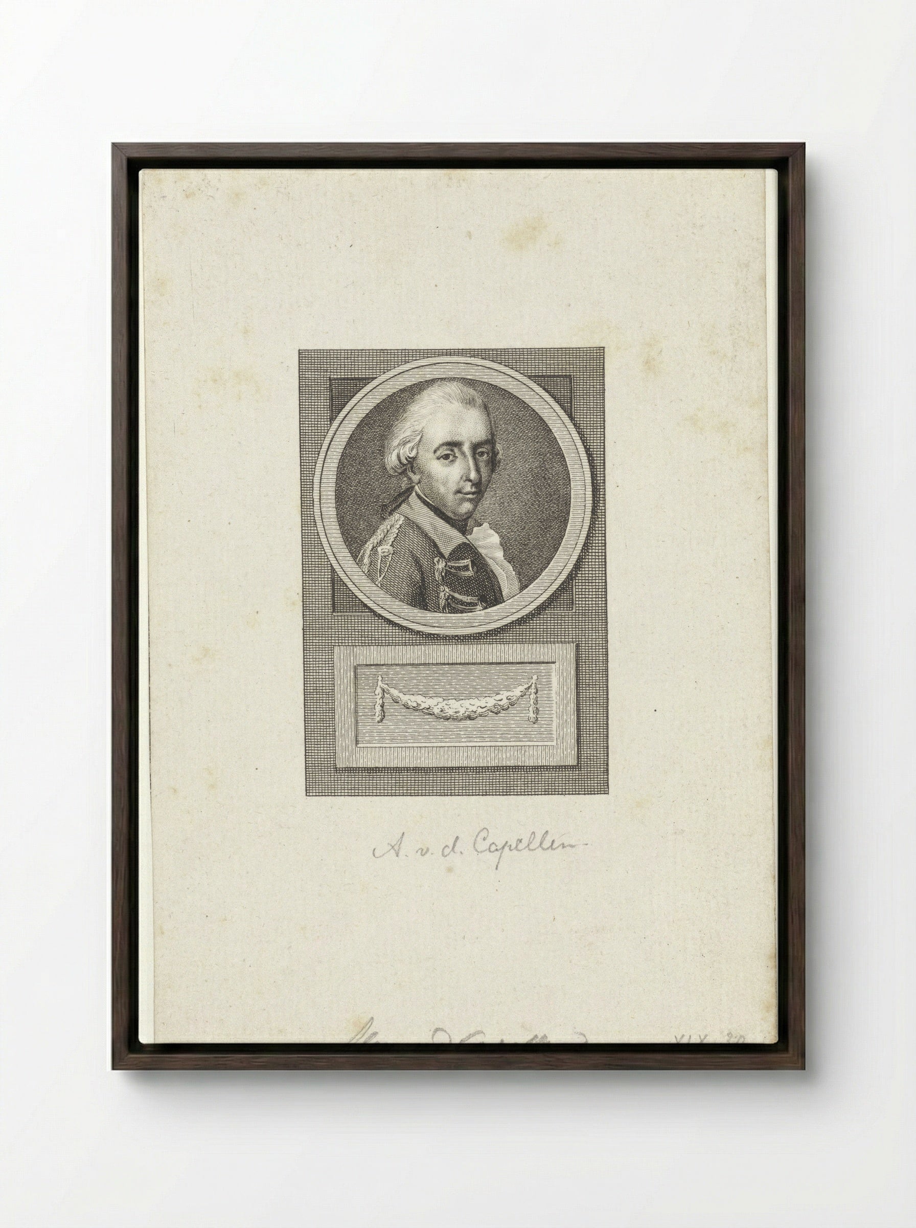Portret van Alexander Philip van der Capellen - Reinier Vinkeles - Framed Canvas Dark Wood