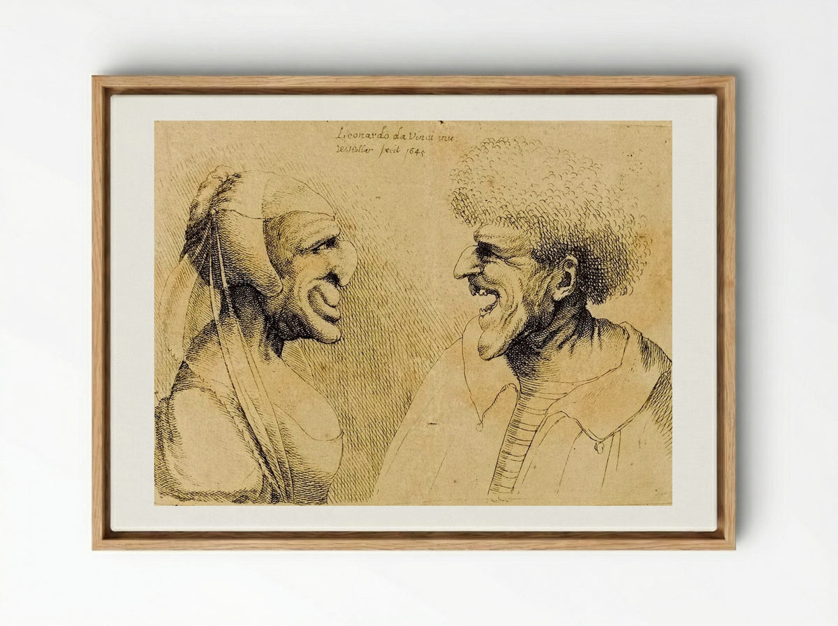 A Deformed Couple Facing Each Other - Wenceslaus Hollar - Framed Canvas Wood