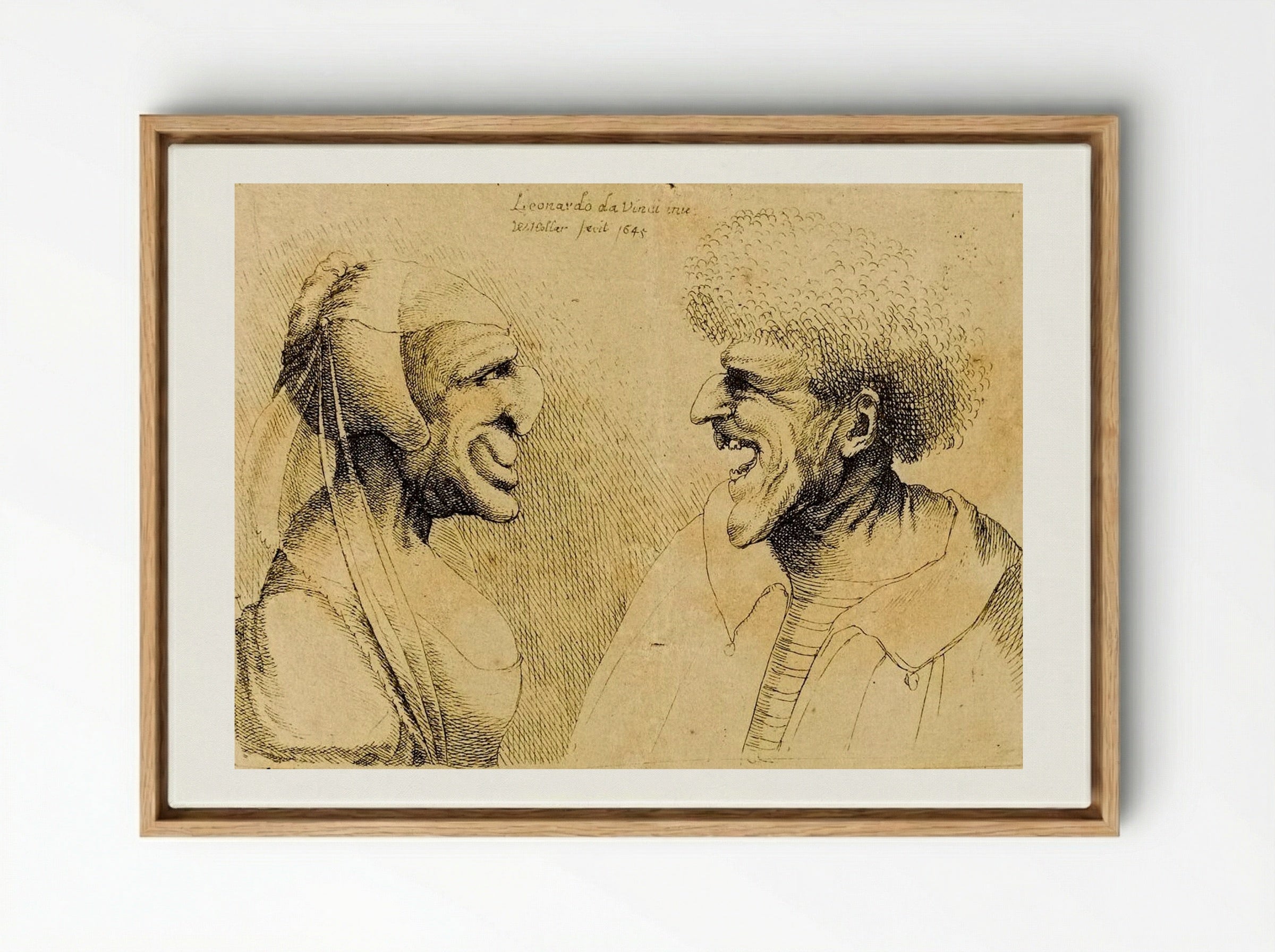 A Deformed Couple Facing Each Other - Wenceslaus Hollar - Framed Canvas Wood