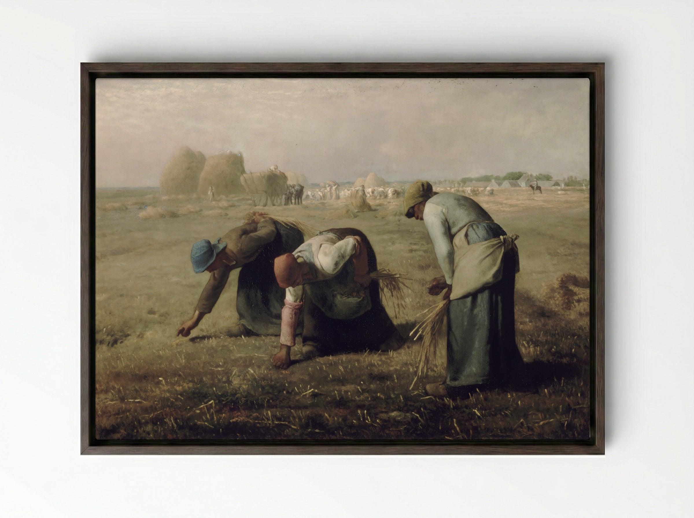 The Gleaners - Jean-François Millet - Framed Canvas Dark Wood
