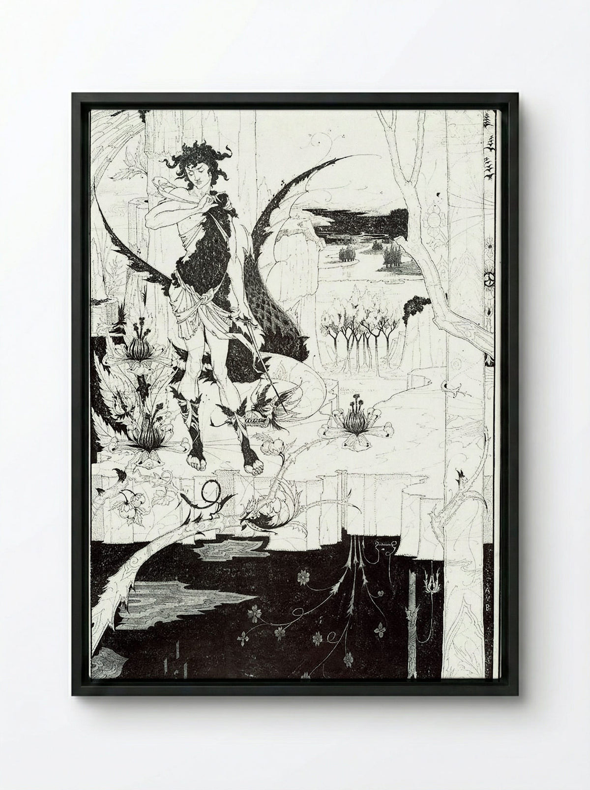 Illustration to _Siegfried_, Act II - Arthur Rackham - Framed Canvas Black