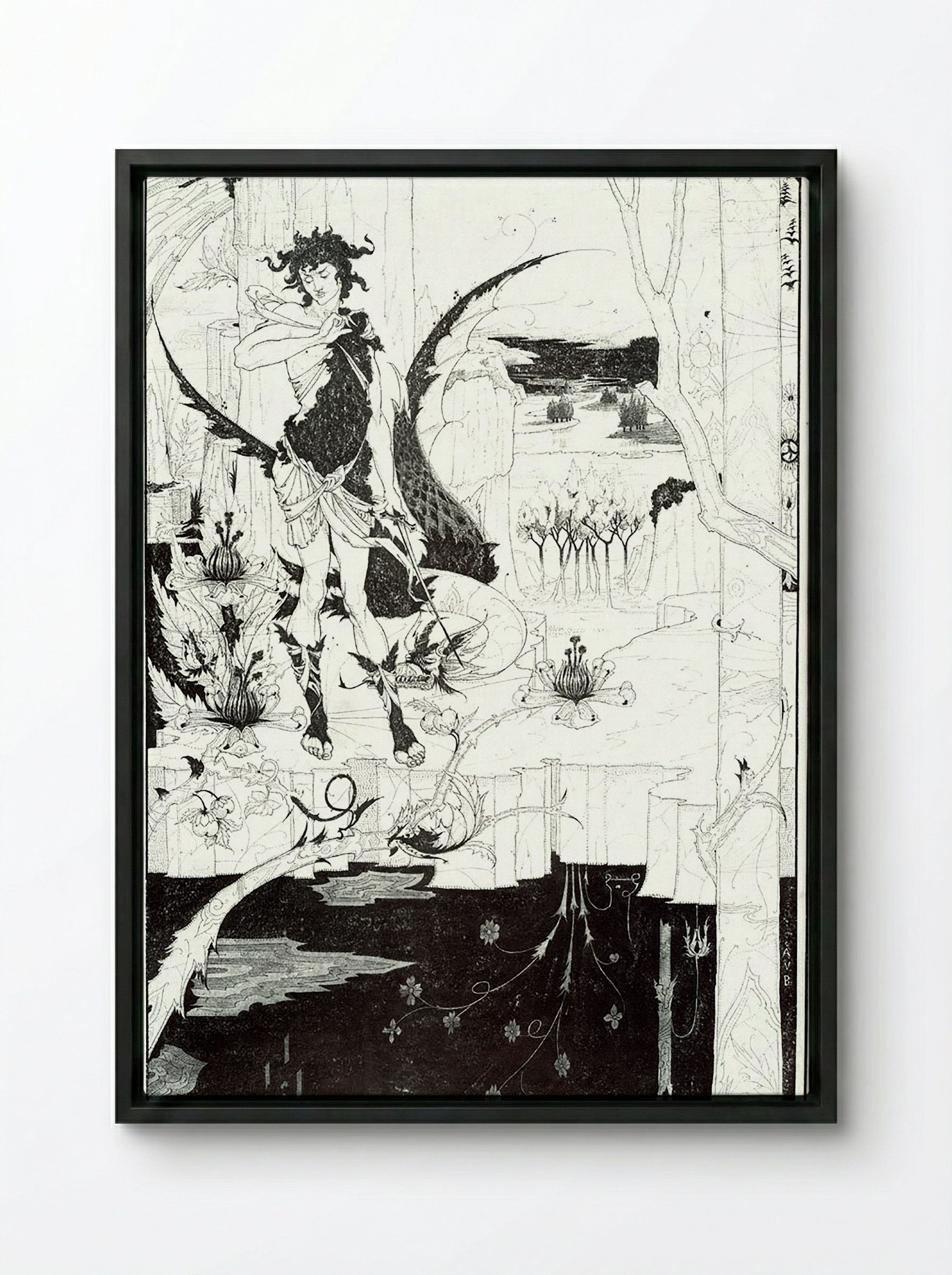 Illustration to _Siegfried_, Act II - Arthur Rackham - Framed Canvas Black