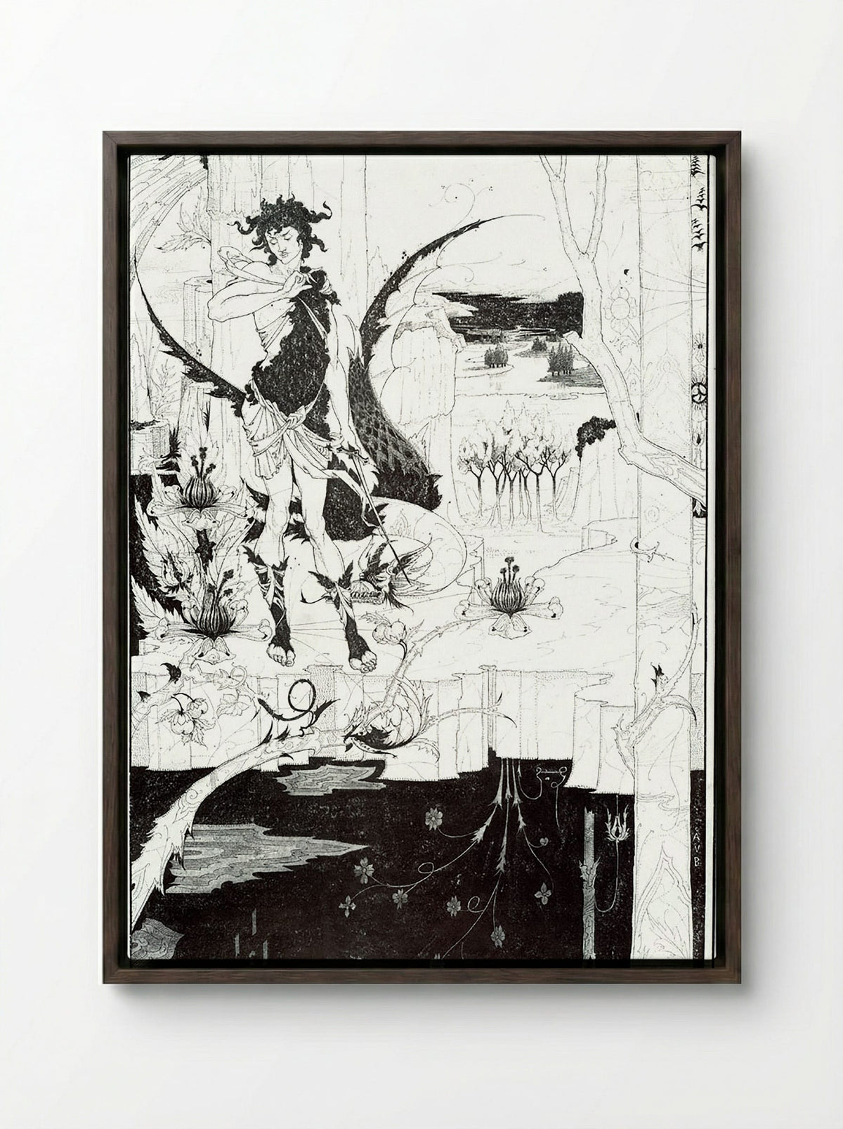 Illustration to _Siegfried_, Act II - Arthur Rackham - Framed Canvas Dark Wood