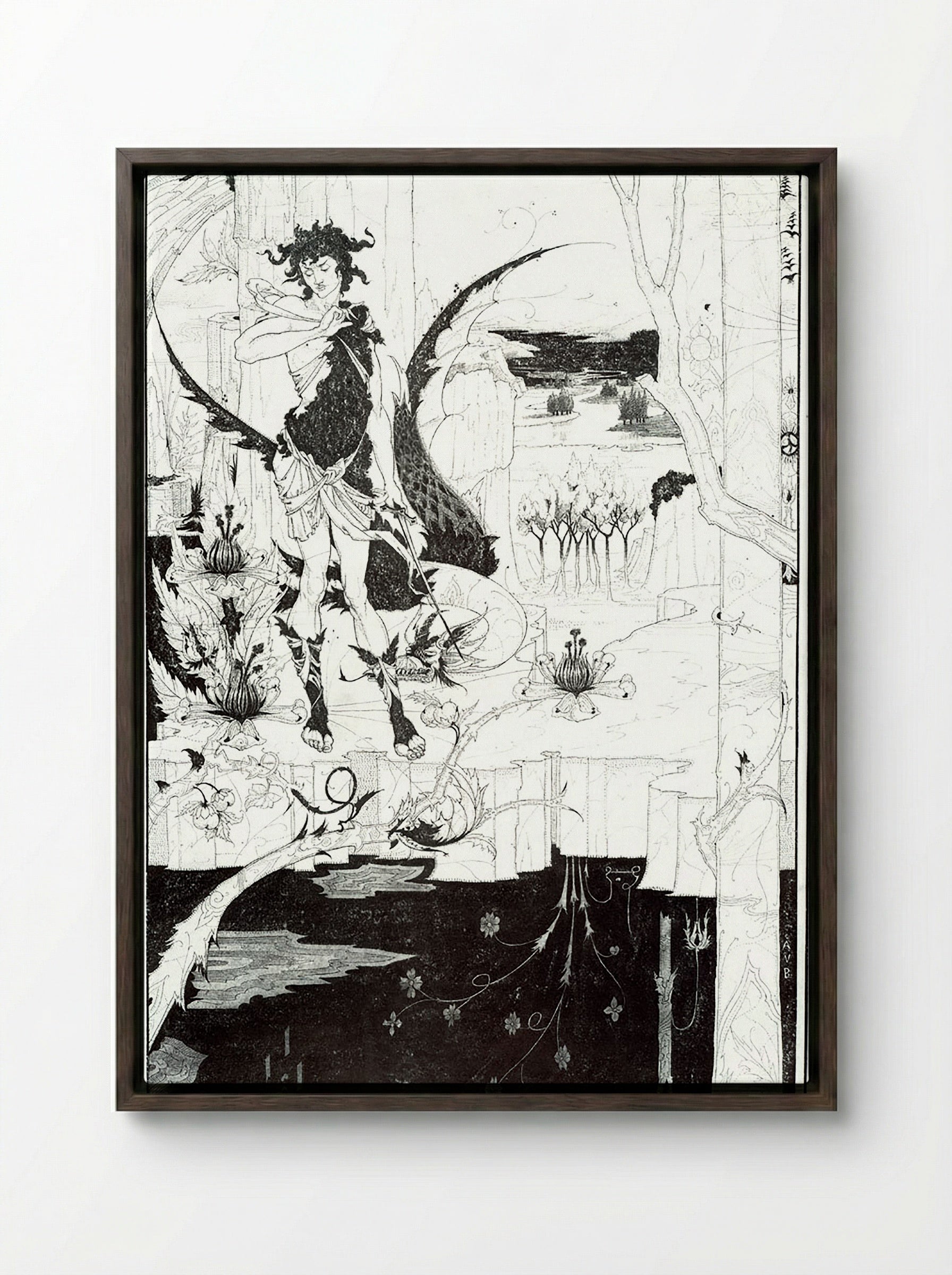 Illustration to _Siegfried_, Act II - Arthur Rackham - Framed Canvas Dark Wood