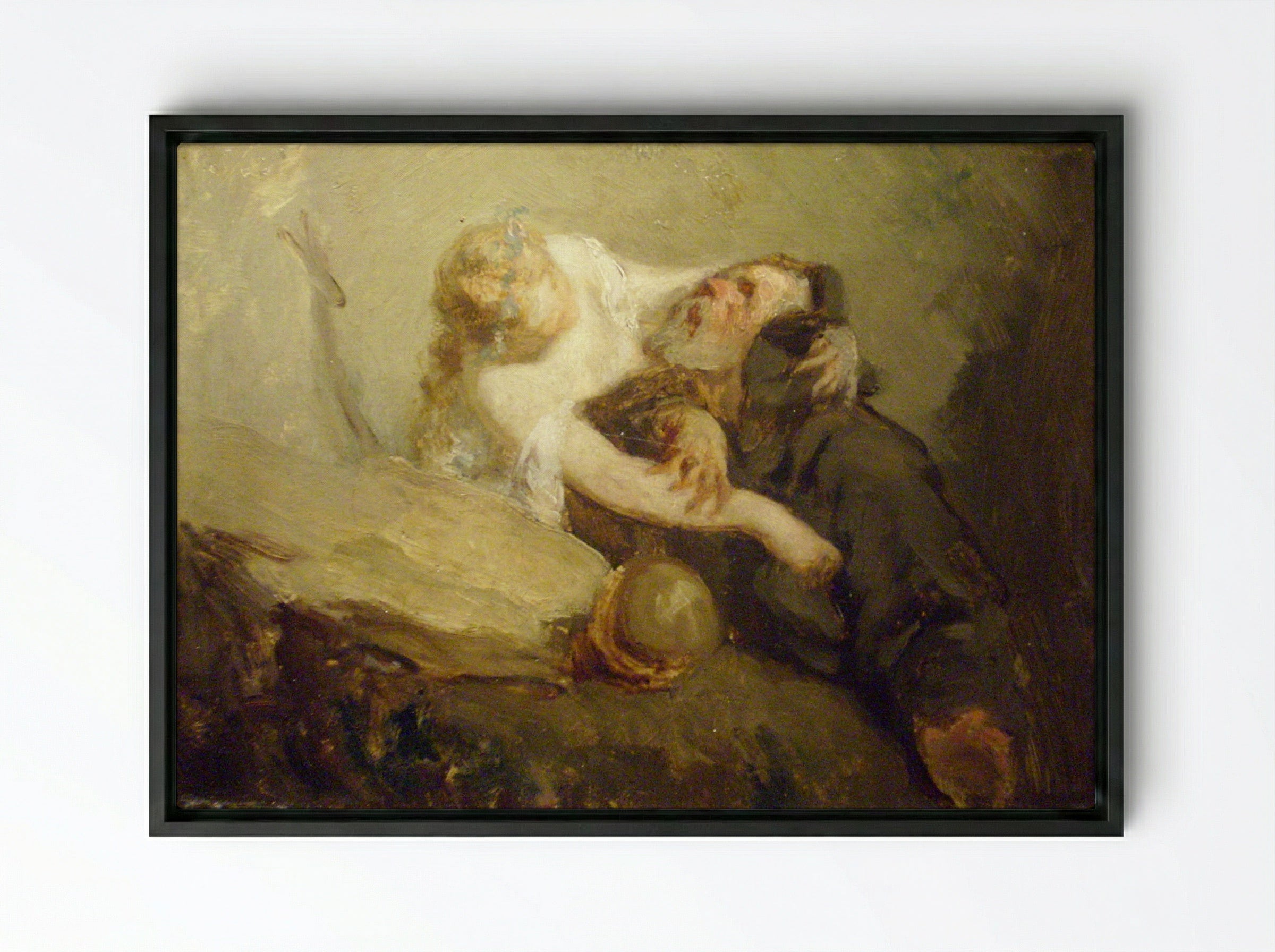 The Temptation of Saint Anthony - Eugène Delacroix - Framed Canvas Black