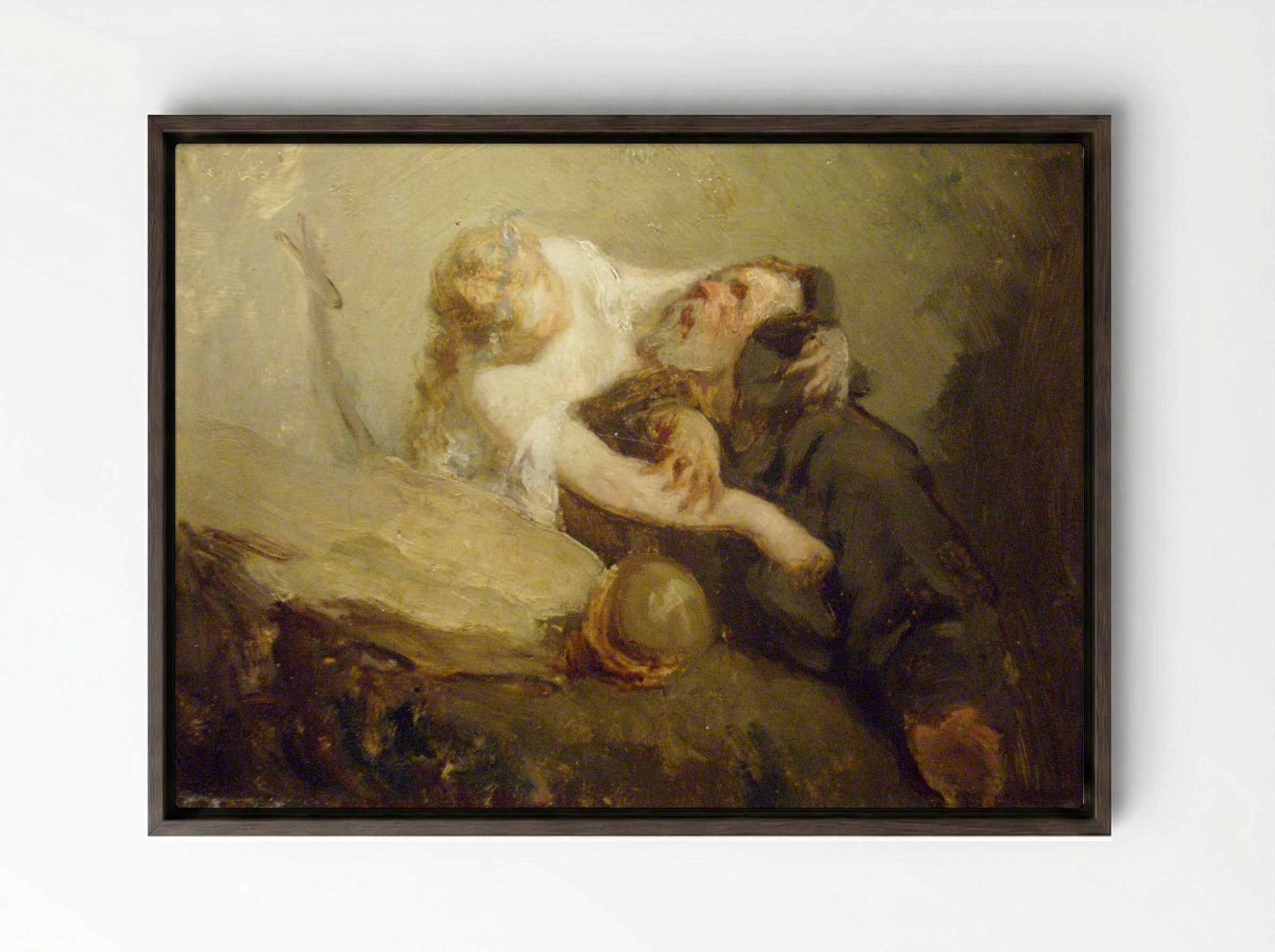 The Temptation of Saint Anthony - Eugène Delacroix - Framed Canvas Dark Wood