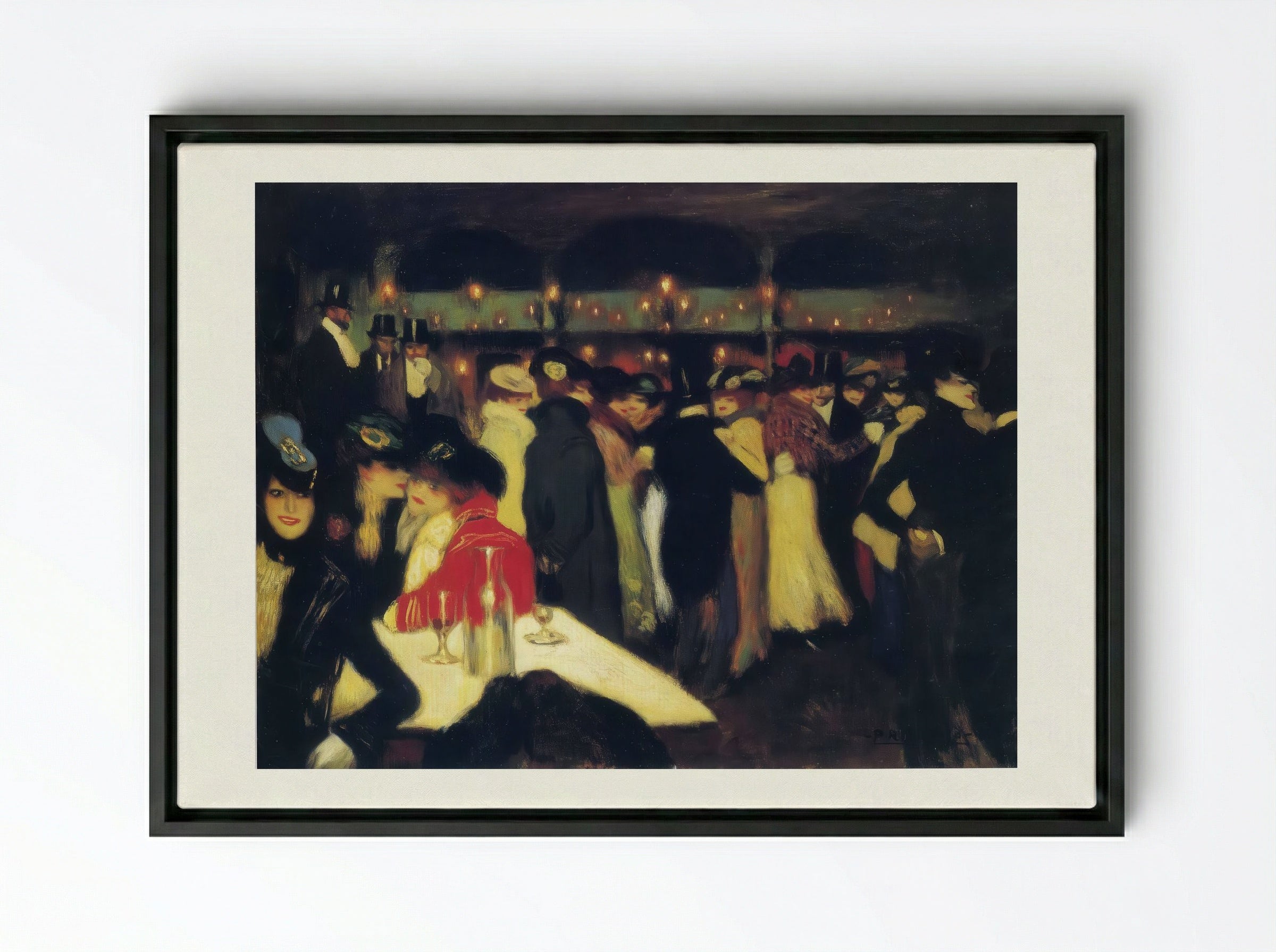 Bal du moulin de la Galette - Pierre-Auguste Renoir - Framed Canvas Black