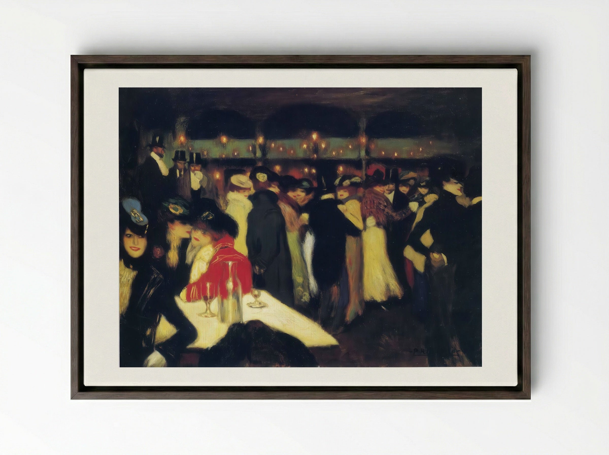 Bal du moulin de la Galette - Pierre-Auguste Renoir - Framed Canvas Dark Wood