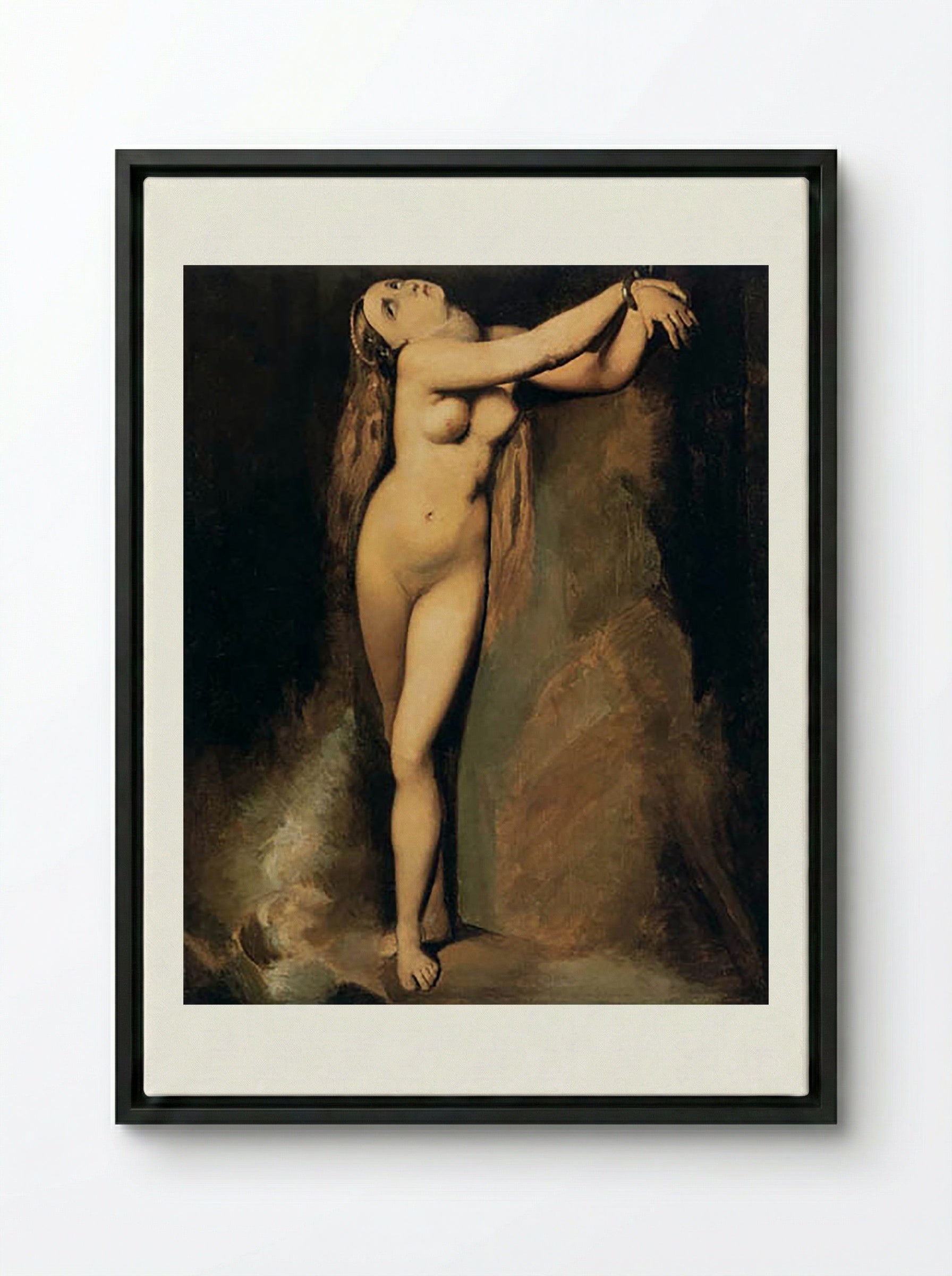 Angelica Saved by Ruggiero - Jean-Auguste-Dominique Ingres - Framed Canvas Black