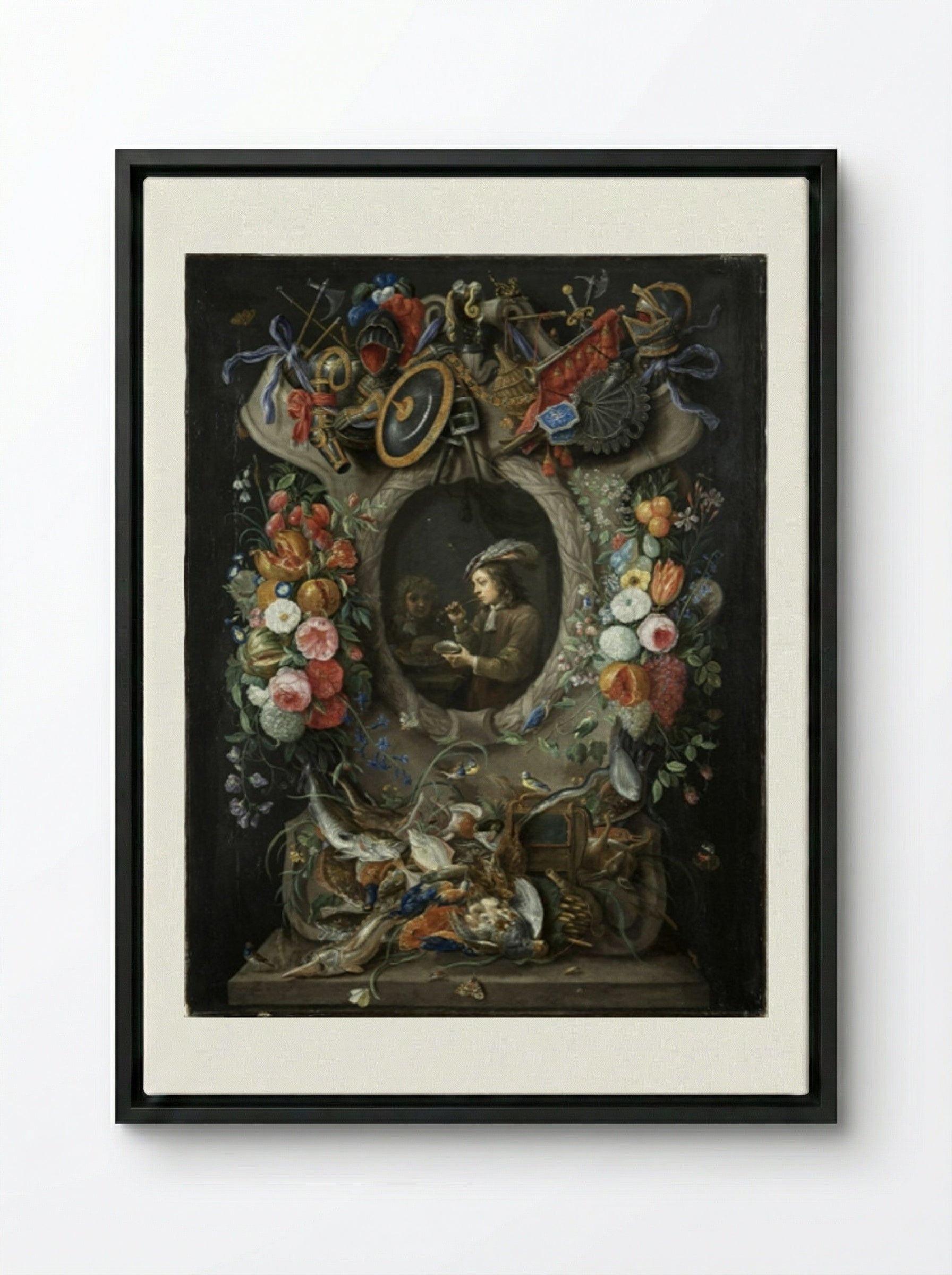 The Soap Bubbles - Jan van Kessel the Elder - Framed Canvas Black