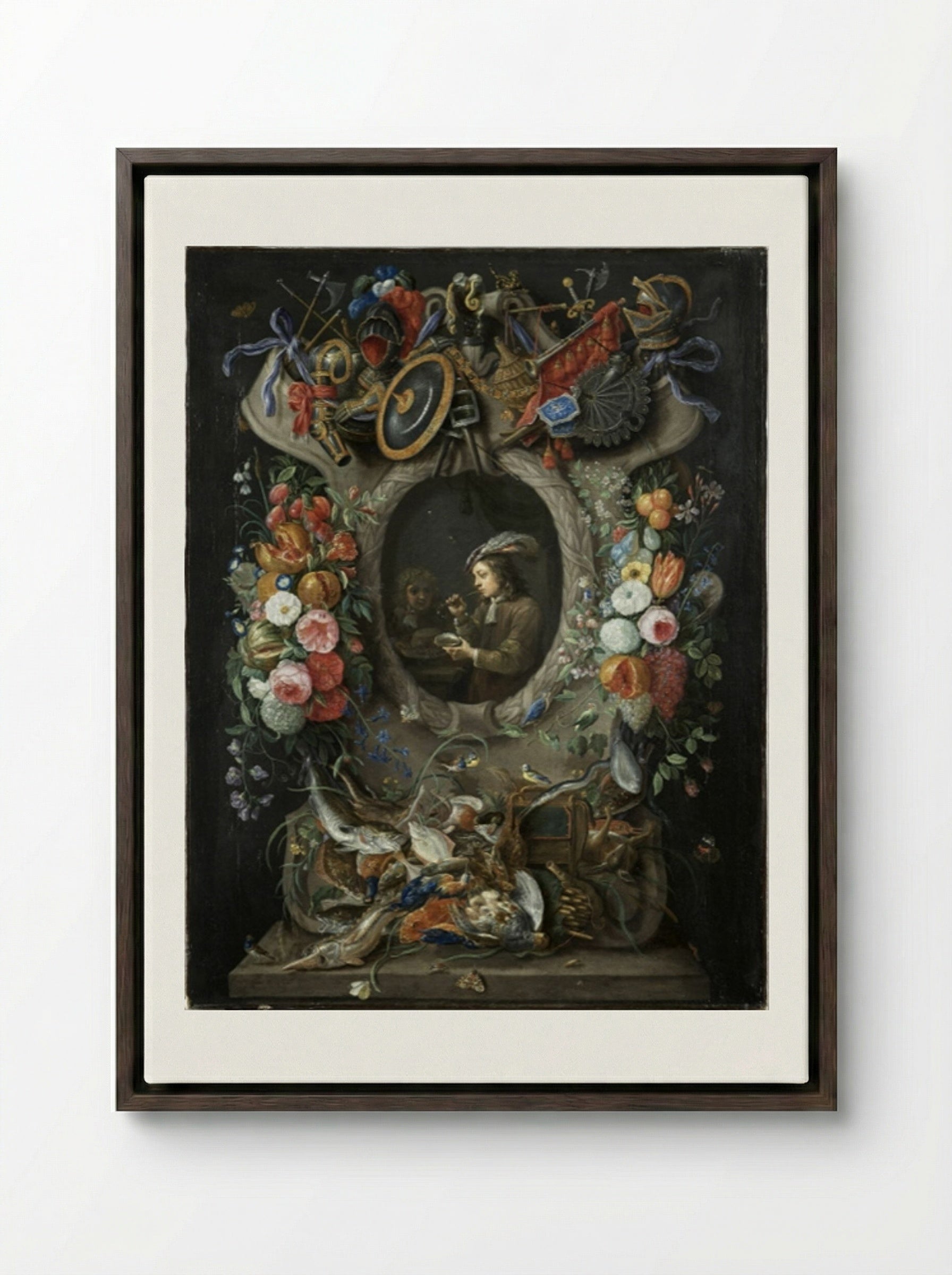 The Soap Bubbles - Jan van Kessel the Elder - Framed Canvas Dark Wood