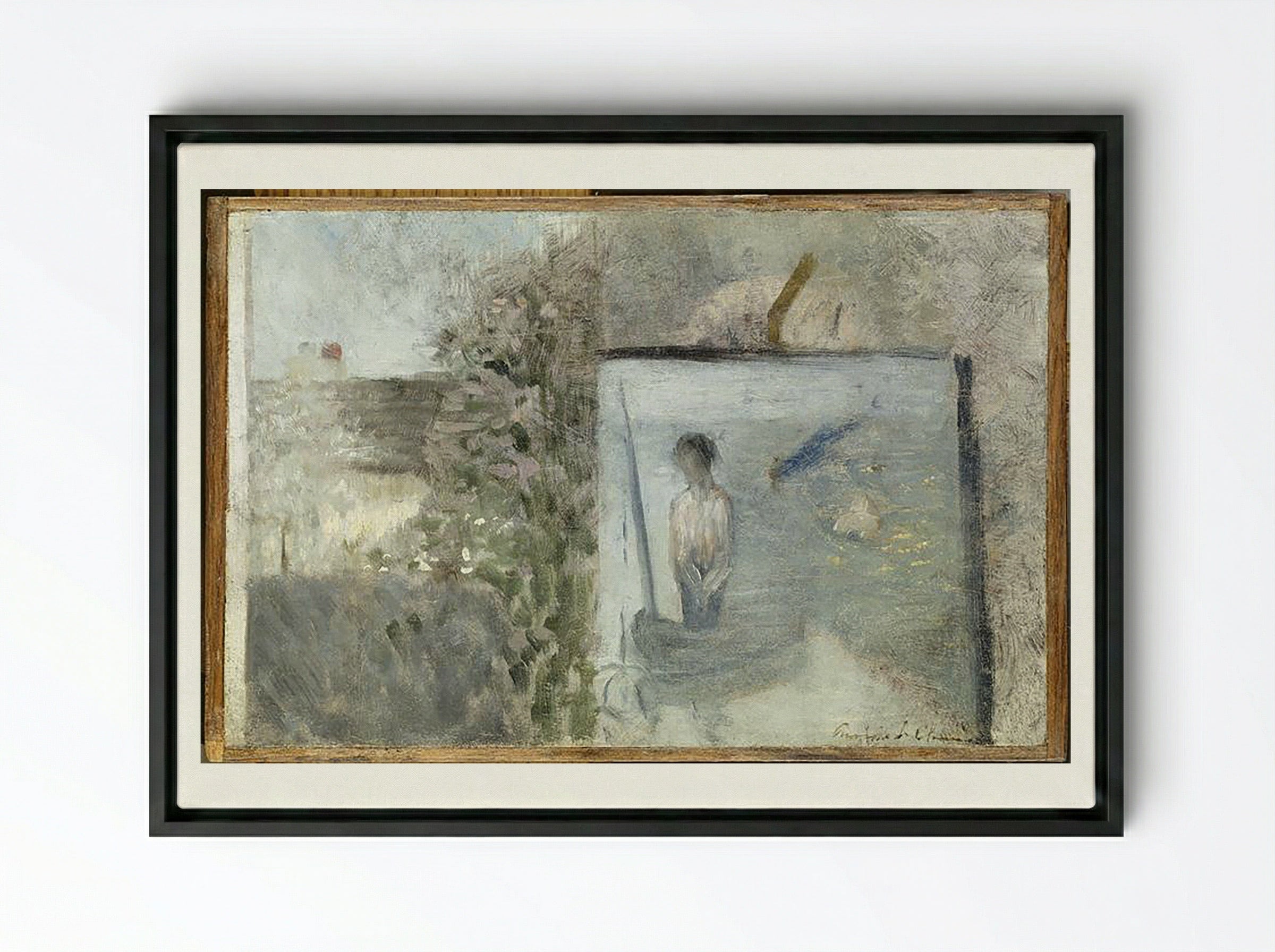 Landscape with Bathers - Pierre Puvis de Chavannes - Framed Canvas Black