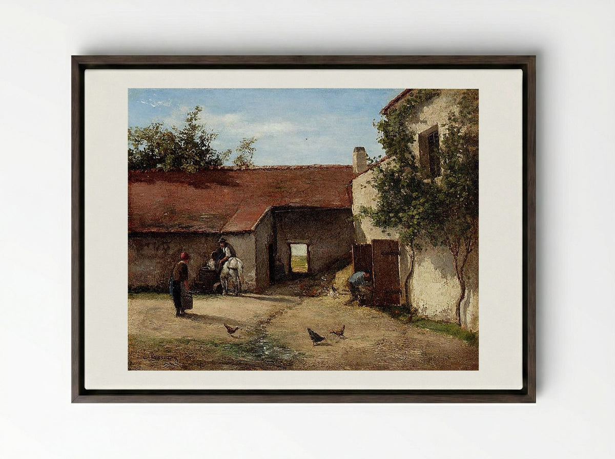Farmyard - Constant Troyon - Framed Canvas Dark Wood