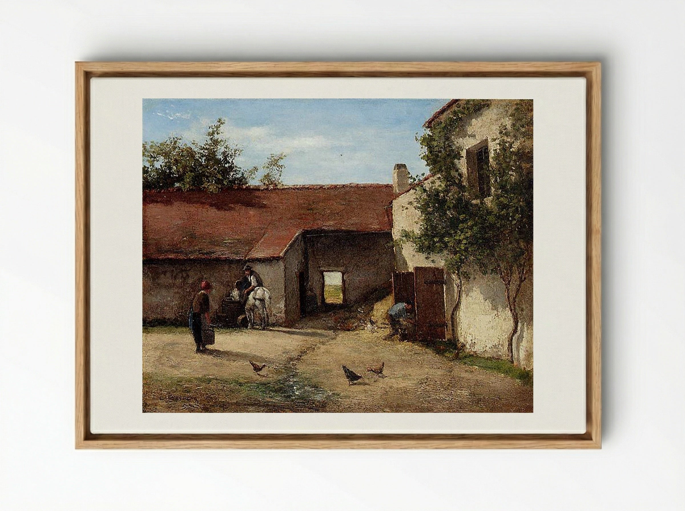 Farmyard - Constant Troyon - Framed Canvas Wood
