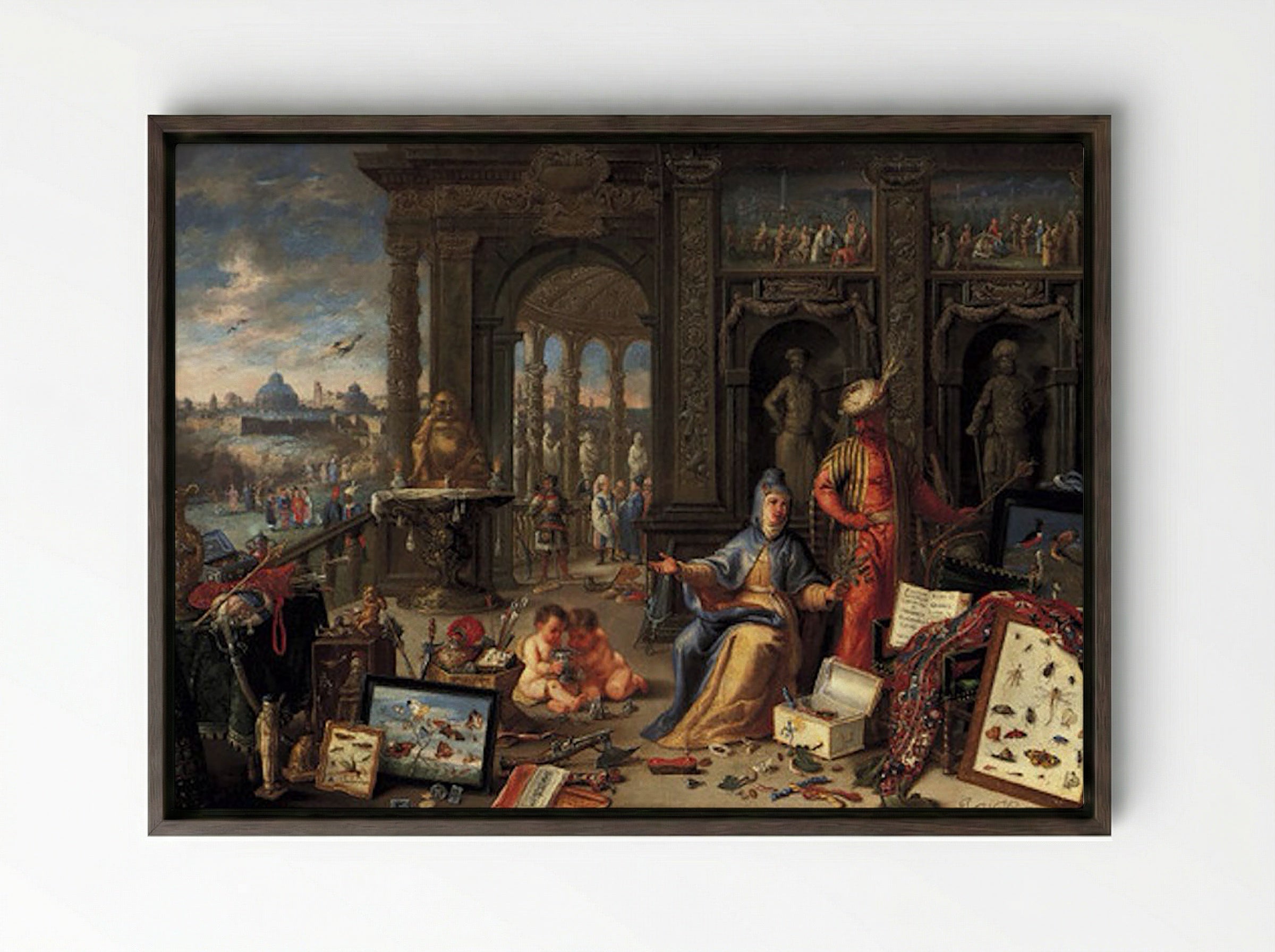 Asia - Jan van Kessel the Elder - Framed Canvas Dark Wood