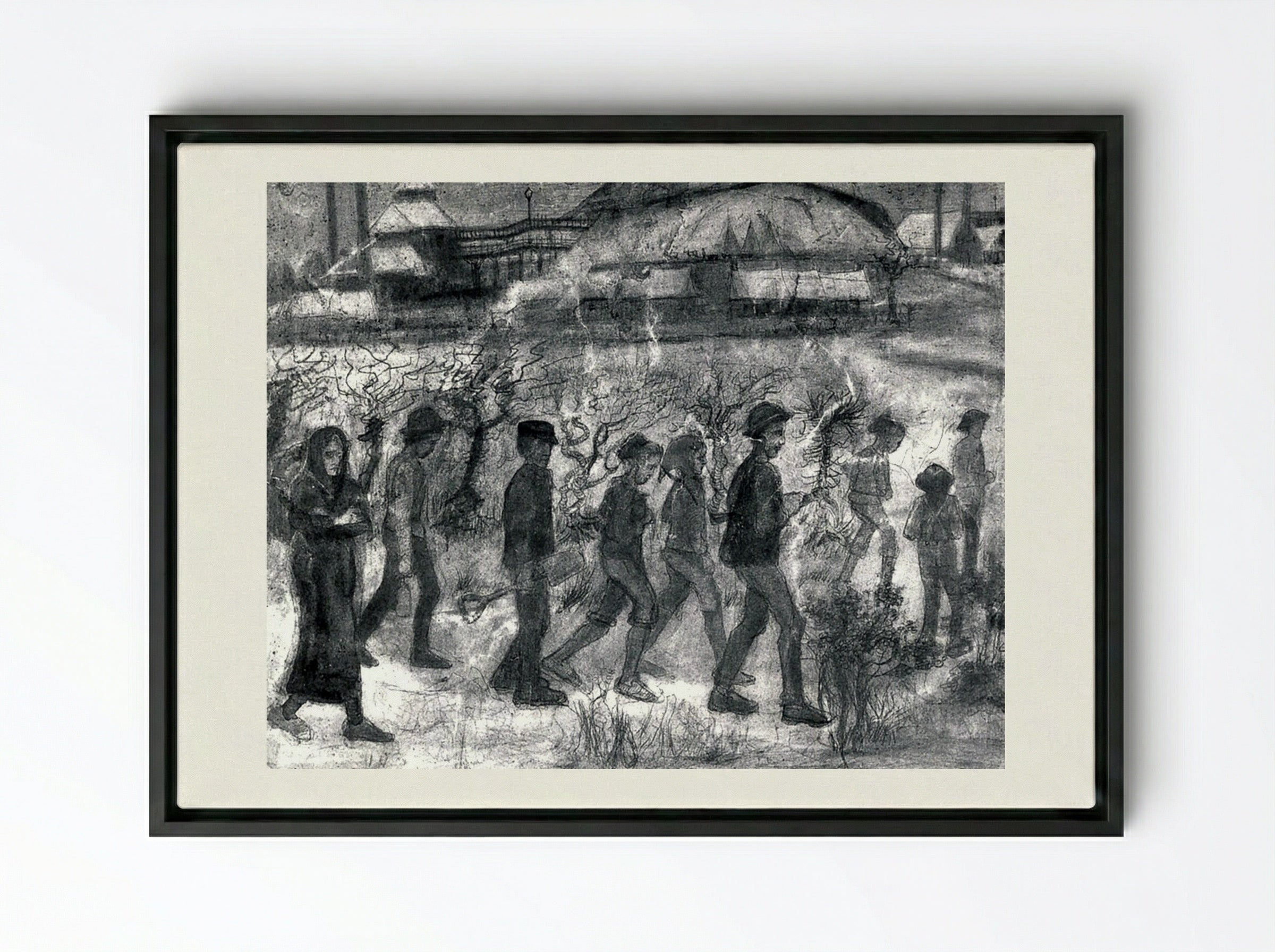 Miners - Käthe Kollwitz - Framed Canvas Black