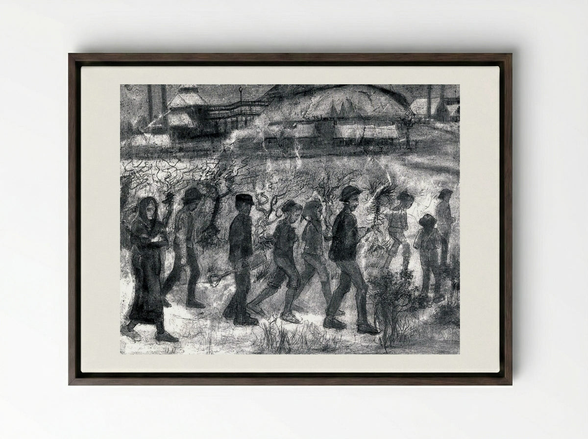 Miners - Käthe Kollwitz - Framed Canvas Dark Wood
