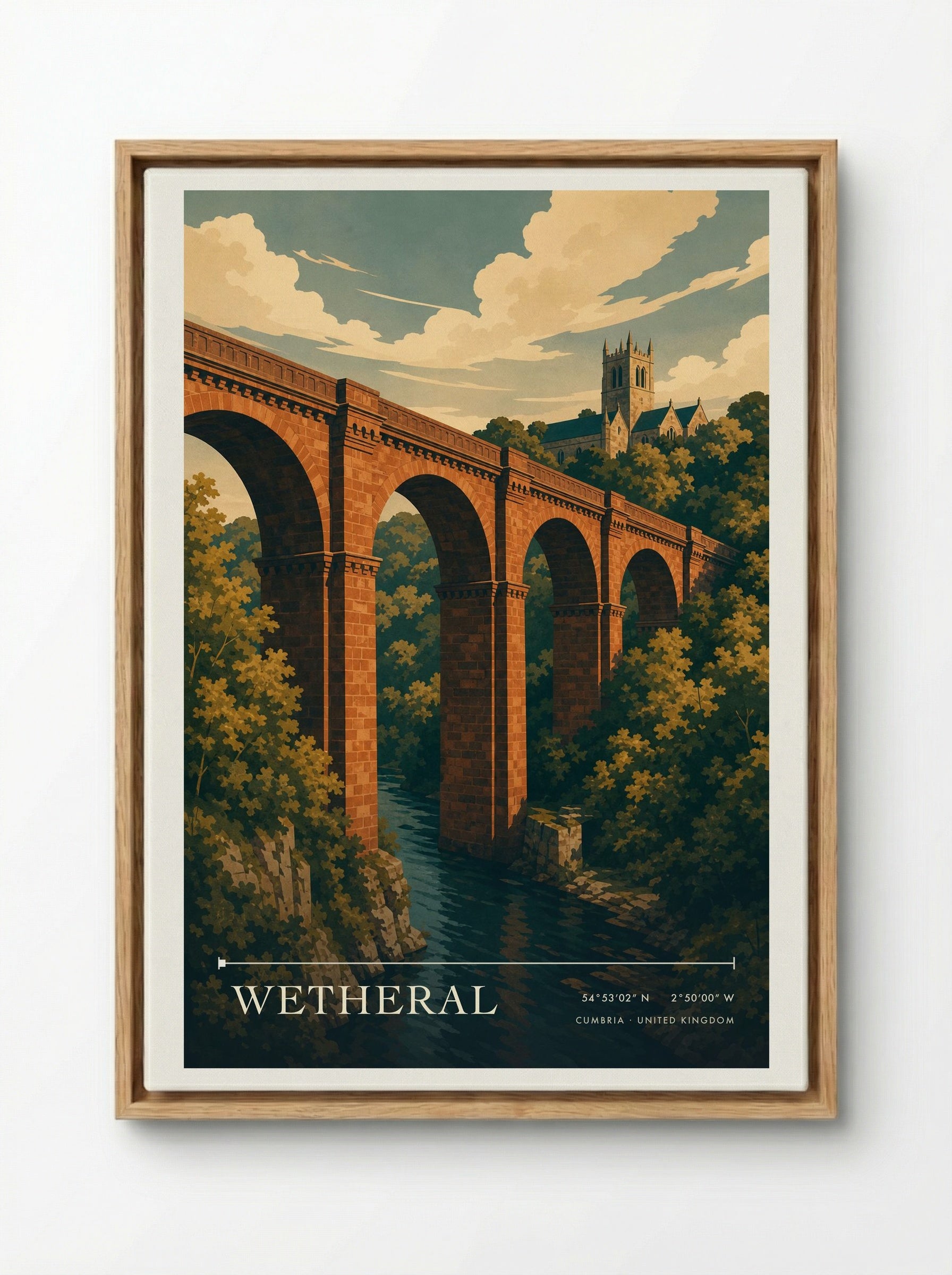 Wetheral Cumbria United Kingdom Travel Poster - Framed Canvas Wood