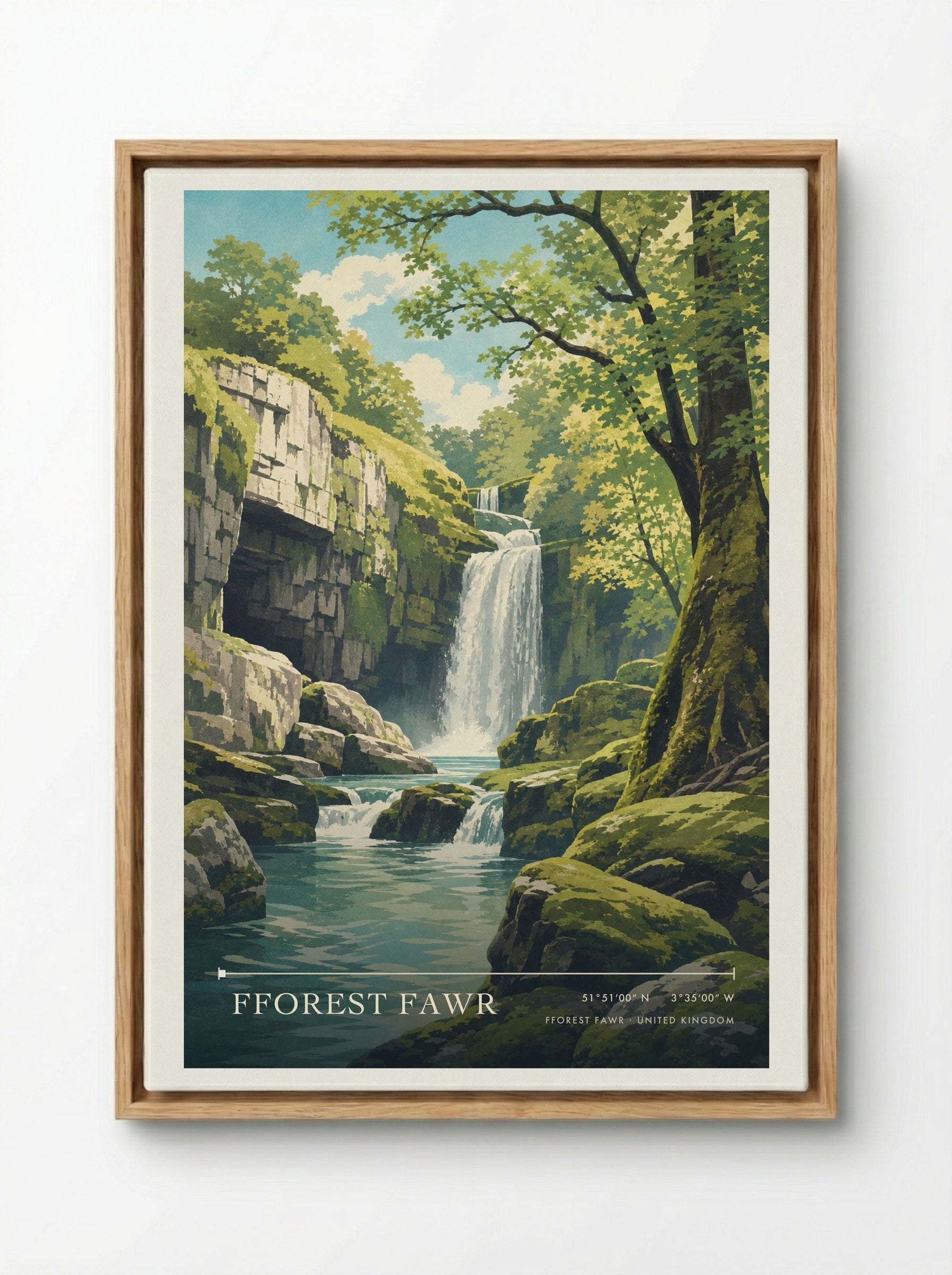 Fforest Fawr United Kingdom Travel Poster - Framed Canvas Wood
