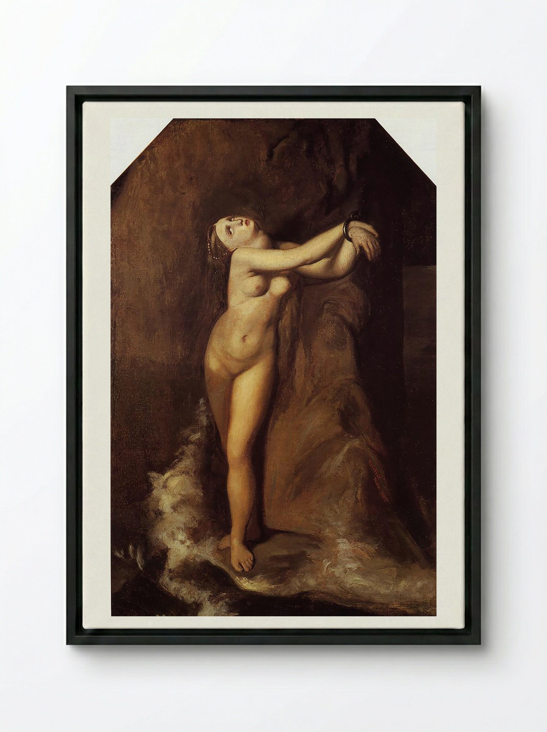 Roger Freeing Angelica - Jean-Auguste-Dominique Ingres - Framed Canvas Black