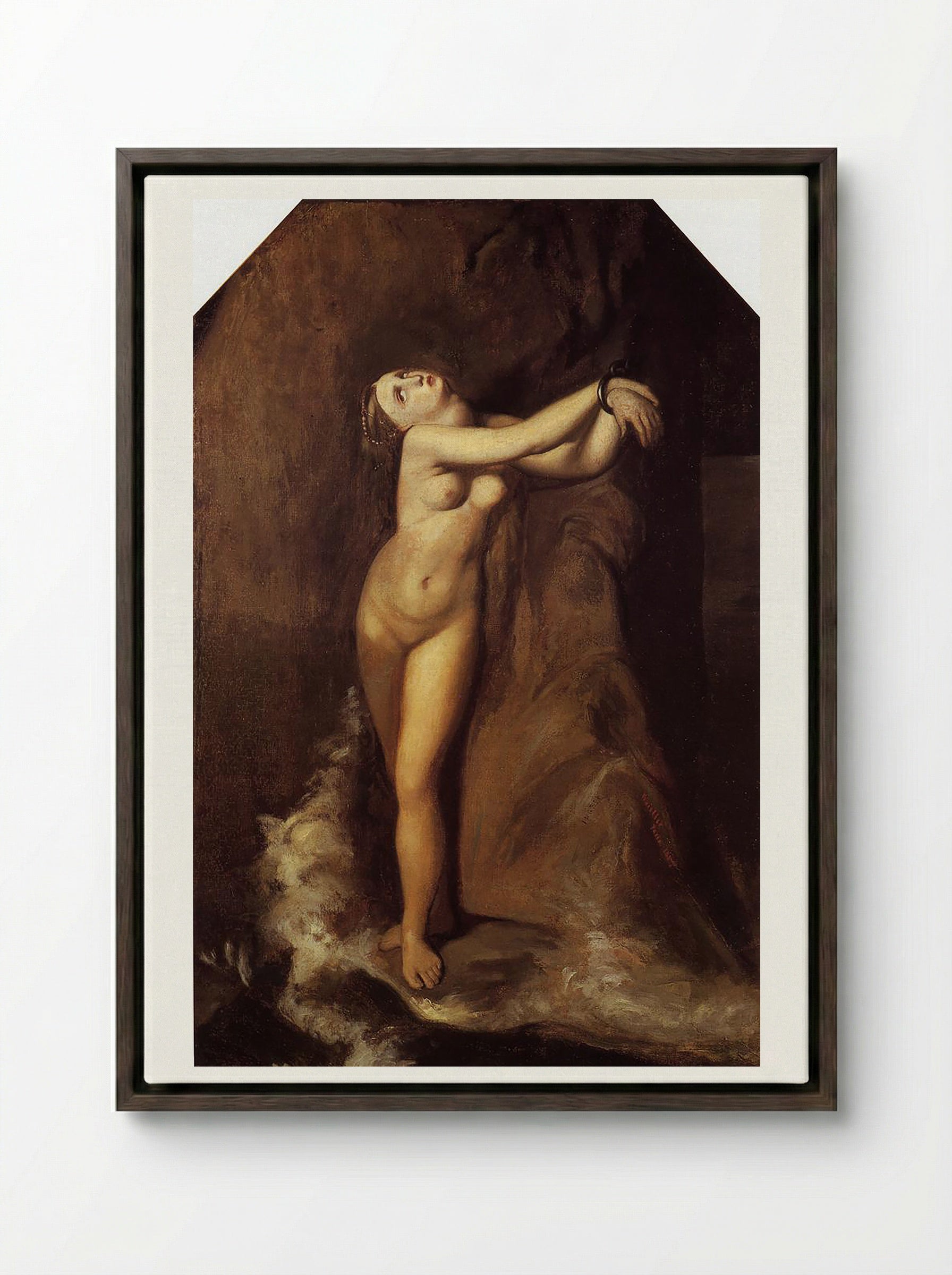 Roger Freeing Angelica - Jean-Auguste-Dominique Ingres - Framed Canvas Dark Wood