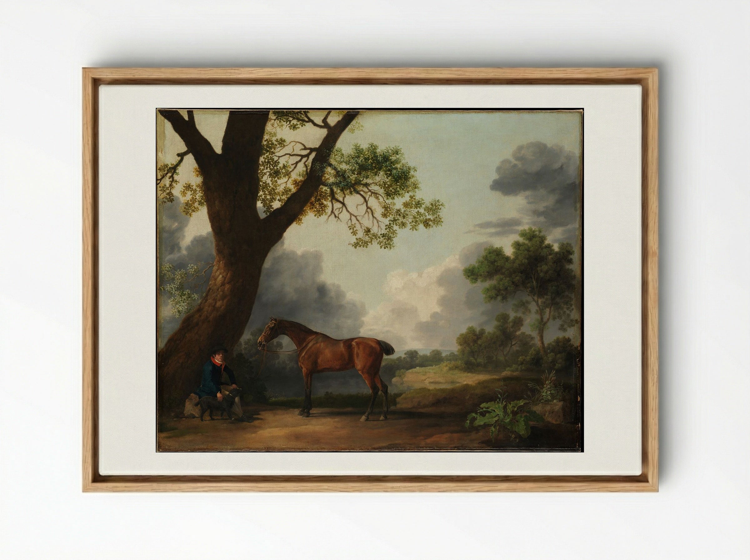 The Third Duke of Dorset's Hunter with a Groom and a Dog - George Stubbs - Framed Canvas Wood
