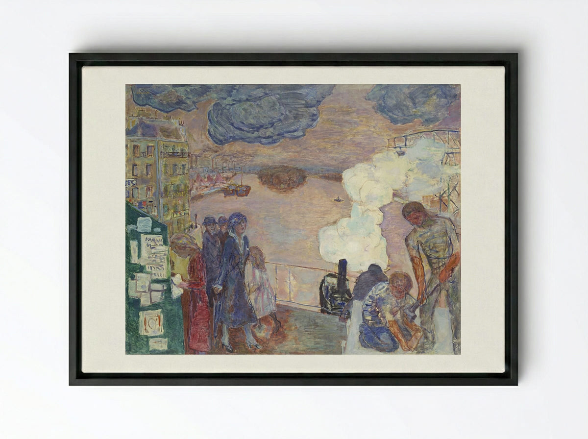 Workers on the Banks of the Seine - Maximilian Kurzweil - Framed Canvas Black