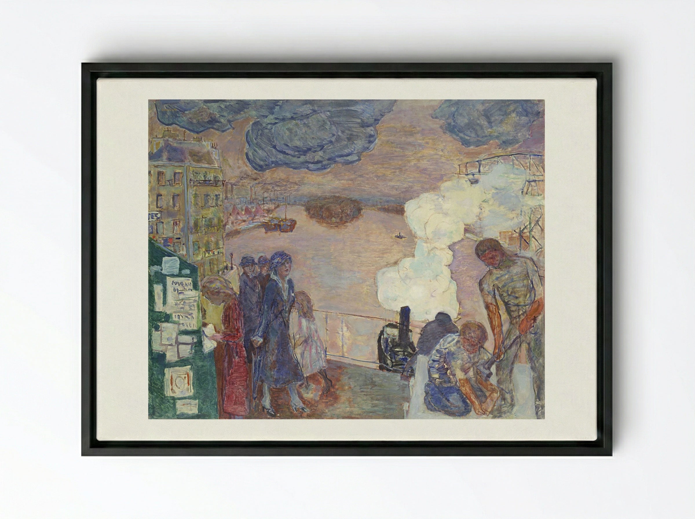 Workers on the Banks of the Seine - Maximilian Kurzweil - Framed Canvas Black