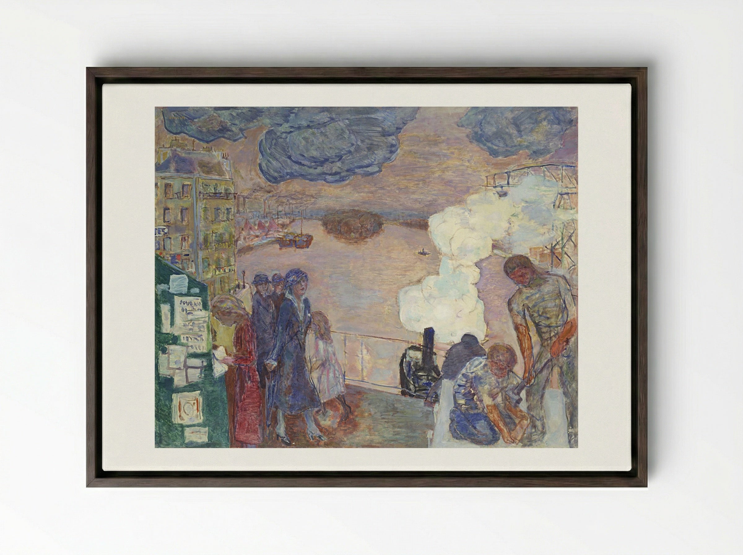 Workers on the Banks of the Seine - Maximilian Kurzweil - Framed Canvas Dark Wood