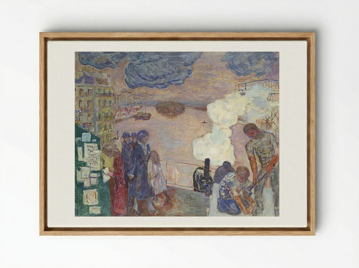 Workers on the Banks of the Seine - Maximilian Kurzweil - Framed Canvas Wood