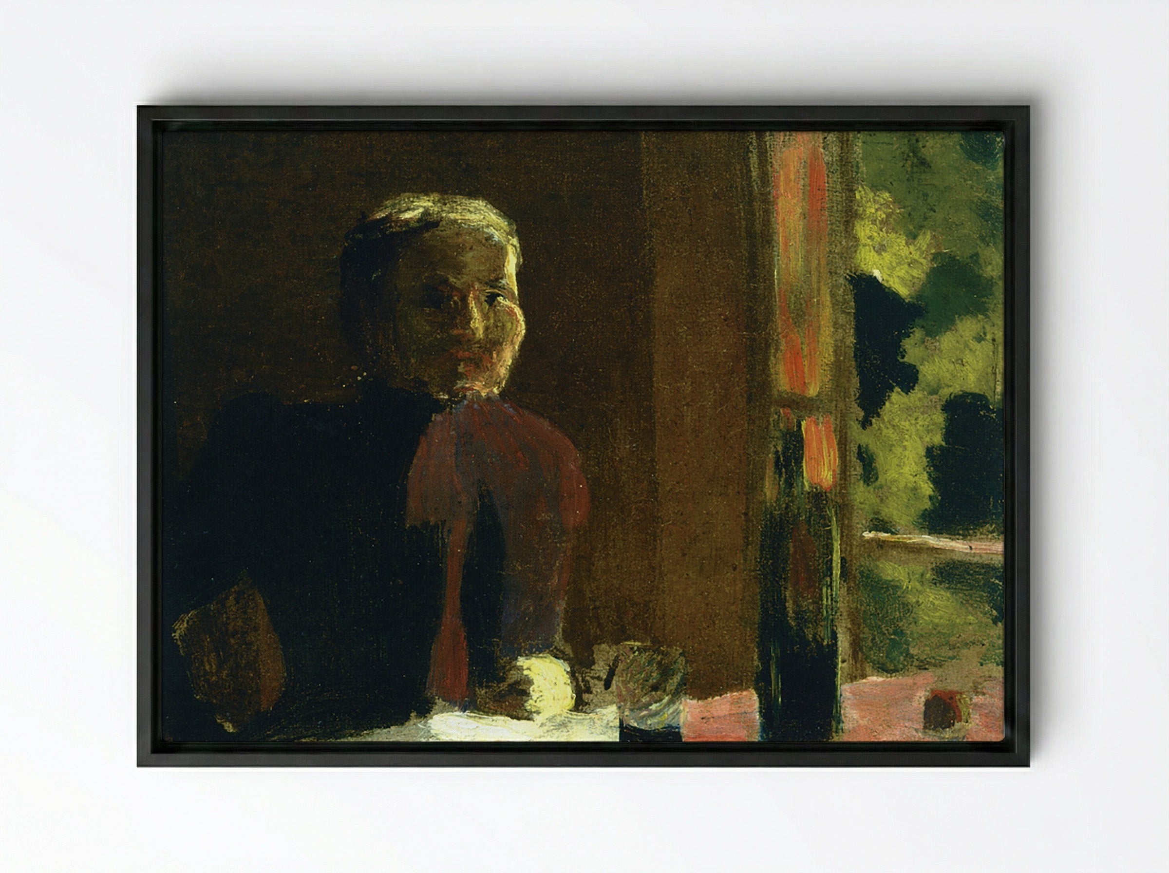 Madame Vuillard at Table - Édouard Vuillard - Framed Canvas Black