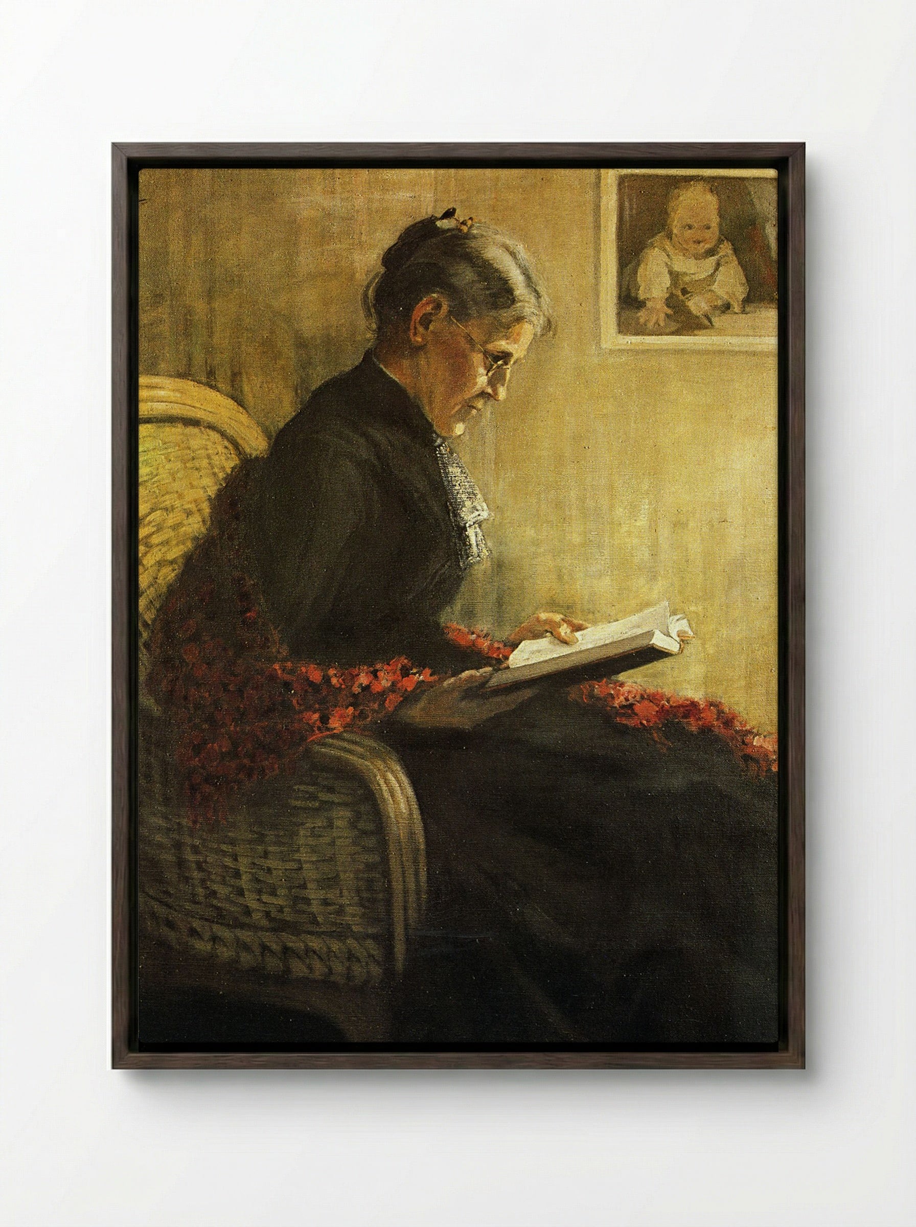 Arrangement in Grey and Black, Portrait of the Artist's Mother - James Abbott McNeill Whistler - Framed Canvas Dark Wood