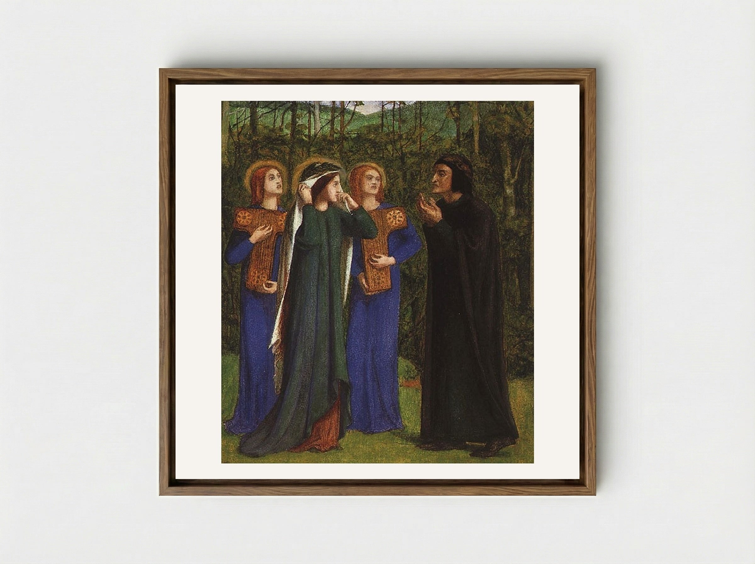 The Meeting of Dante and Beatrice in Paradise - William Blake - Framed Canvas Wood