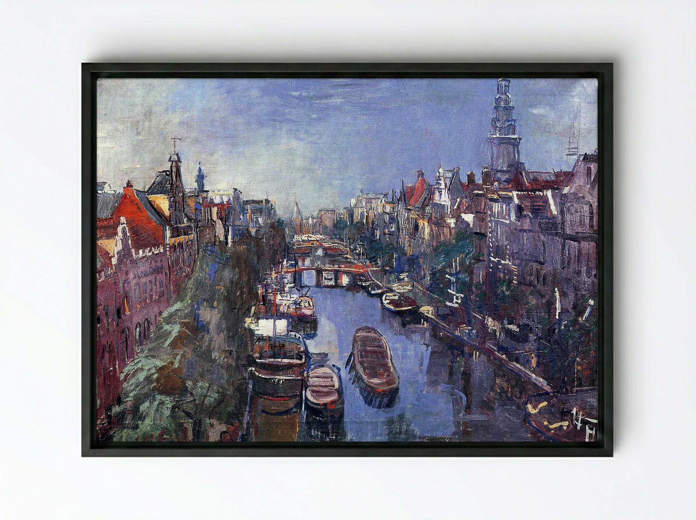 Amsterdam Canal View - Isaac Israëls - Framed Canvas Black