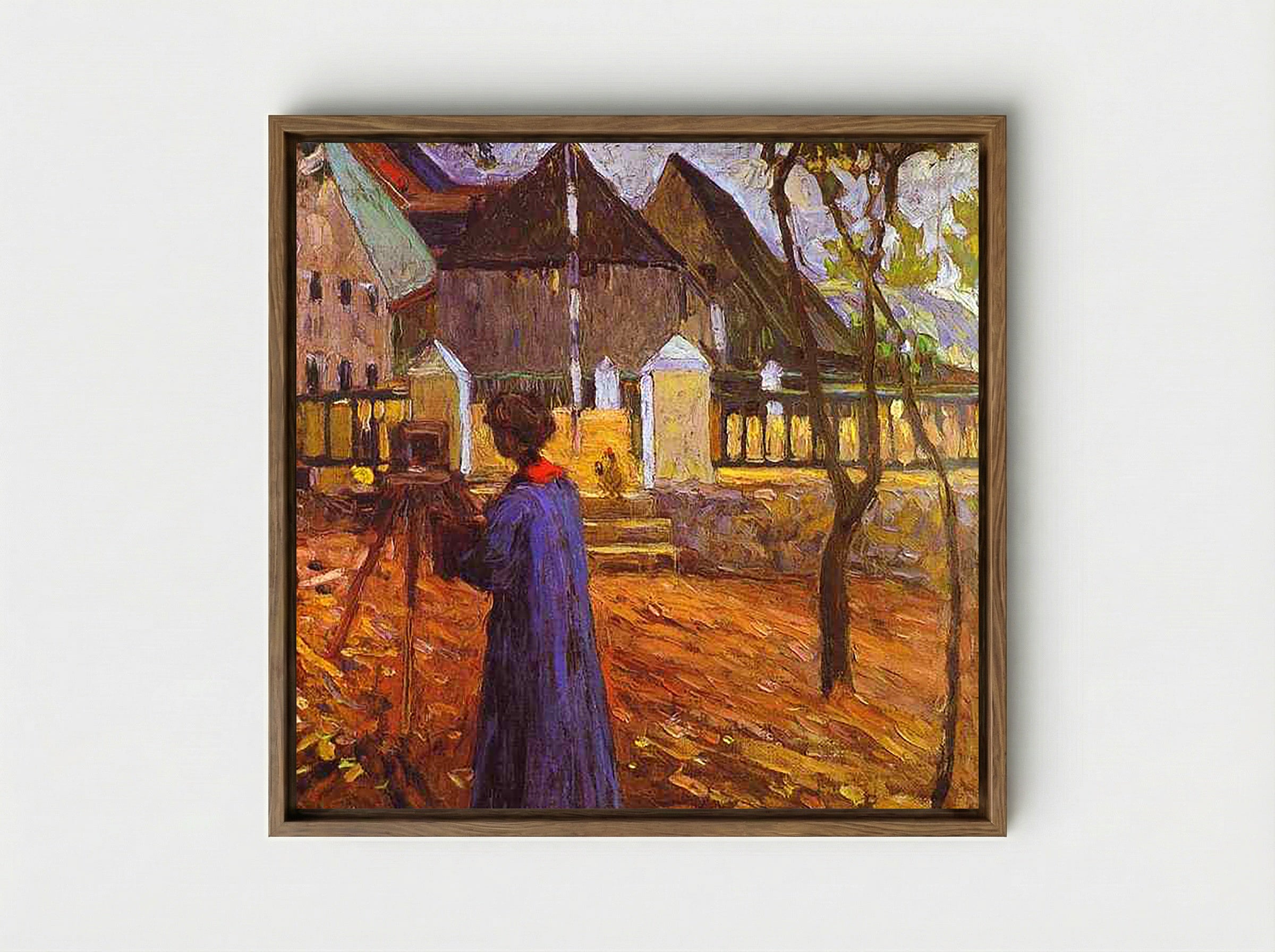 Woman with Camera in Murnau - Gabriele Münter - Framed Canvas Wood